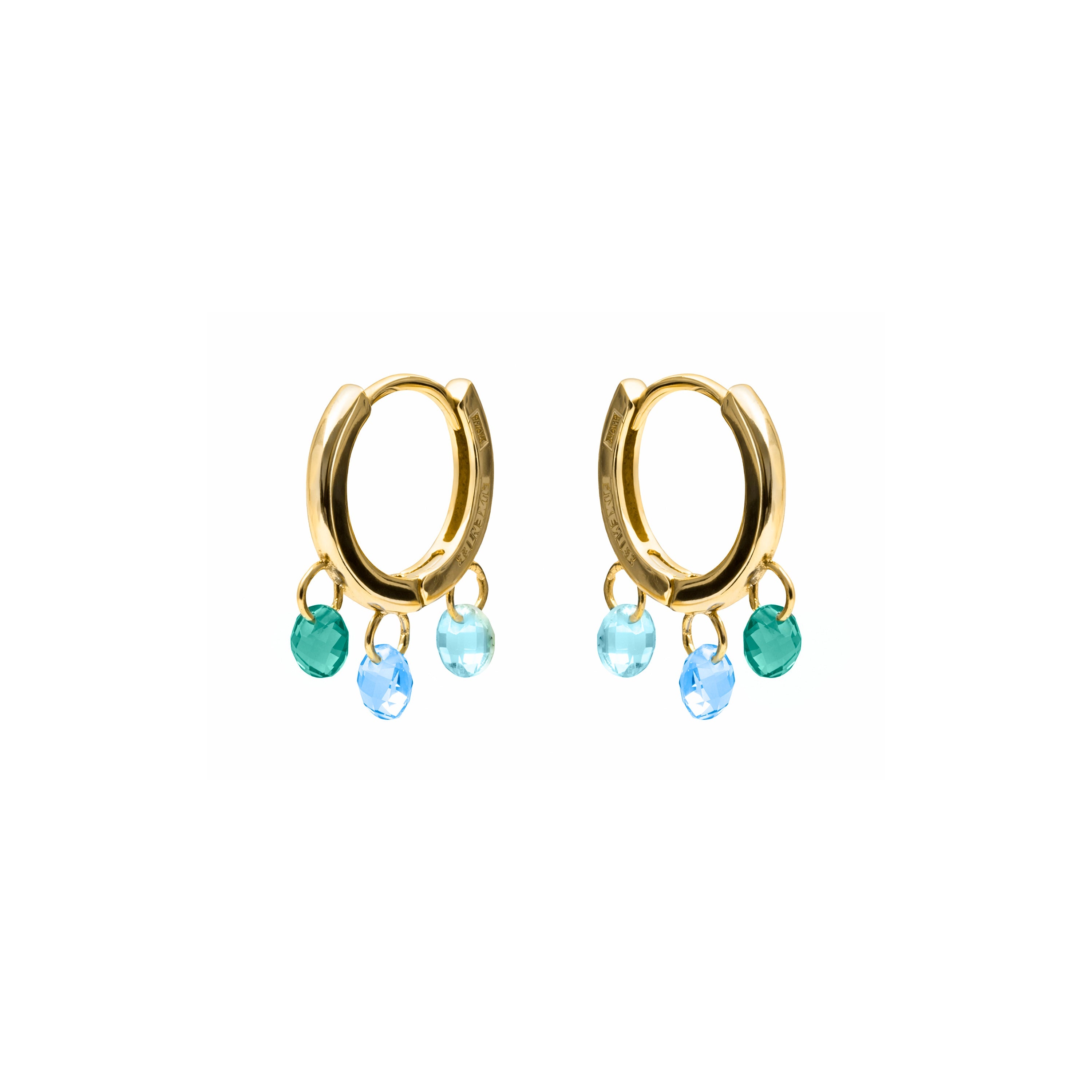 Multi-color Cubic Zirconia Earrings in 18k Yellow Gold Finish - Seinti