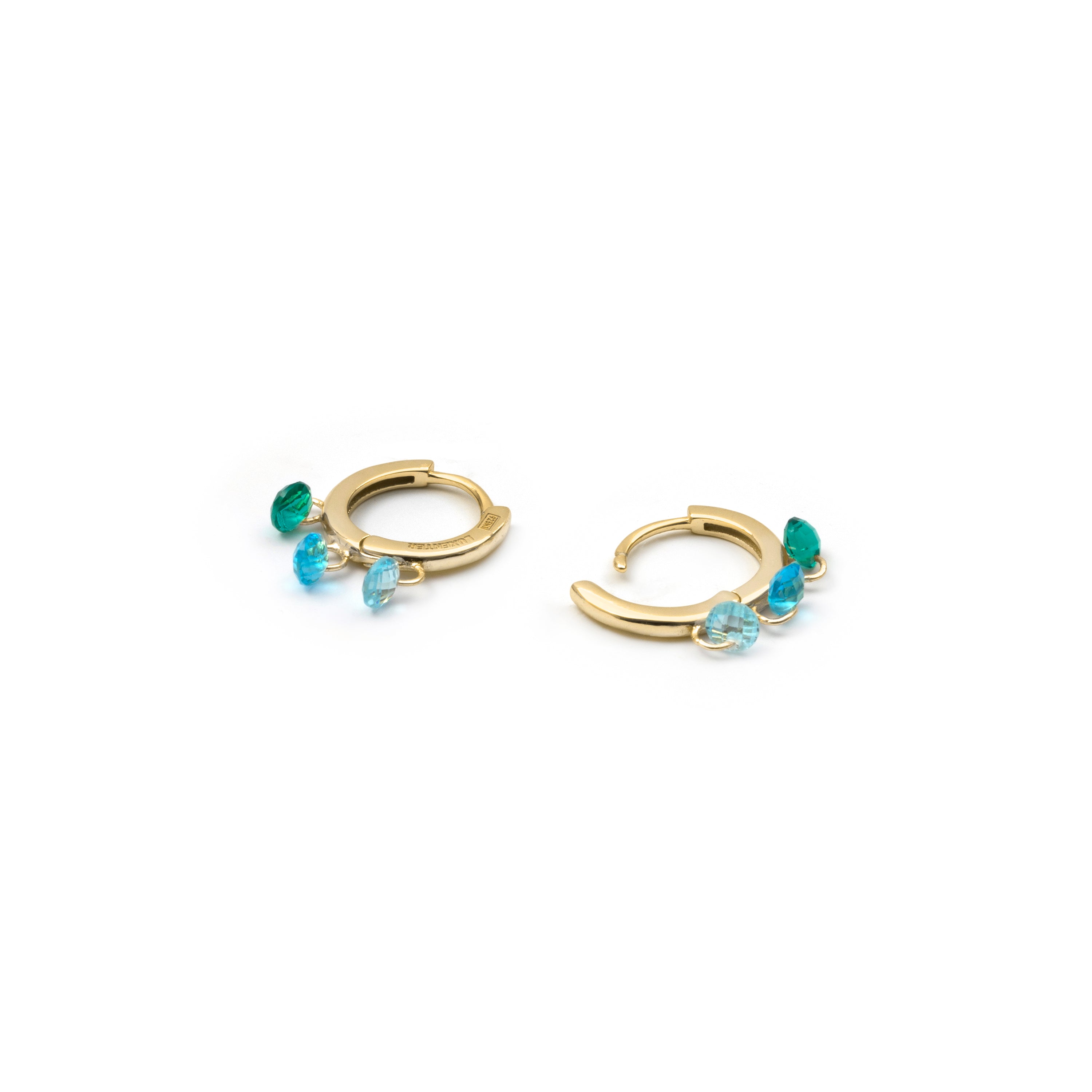 Multi-color Cubic Zirconia Earrings in 18k Yellow Gold Finish - Seinti