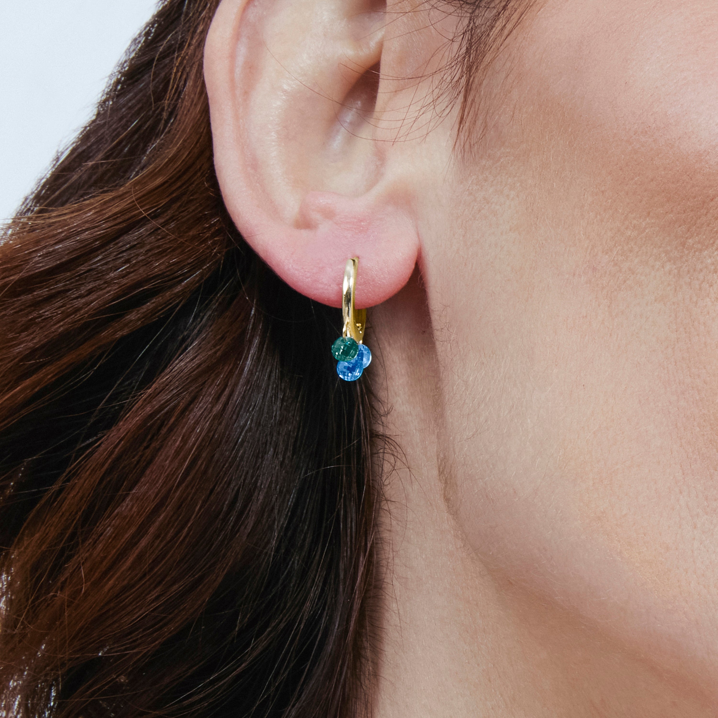 Multi-color Cubic Zirconia Earrings in 18k Yellow Gold Finish - Seinti