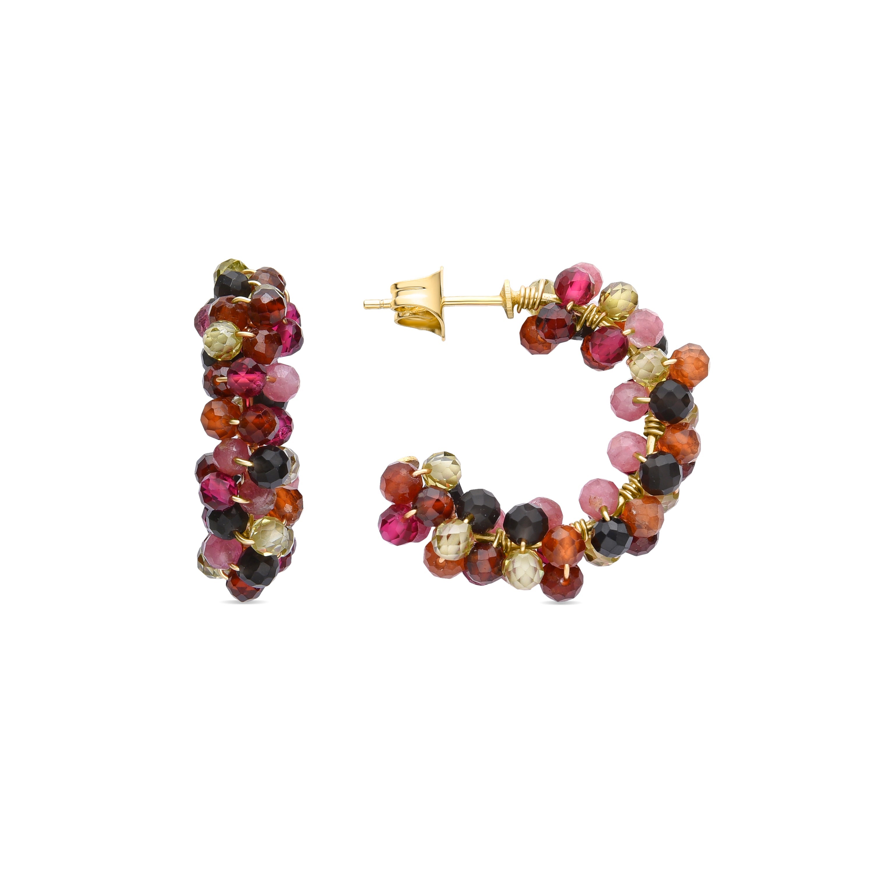 Multicolored Crystal Earrings finished in 18K yellow gold - Rariki