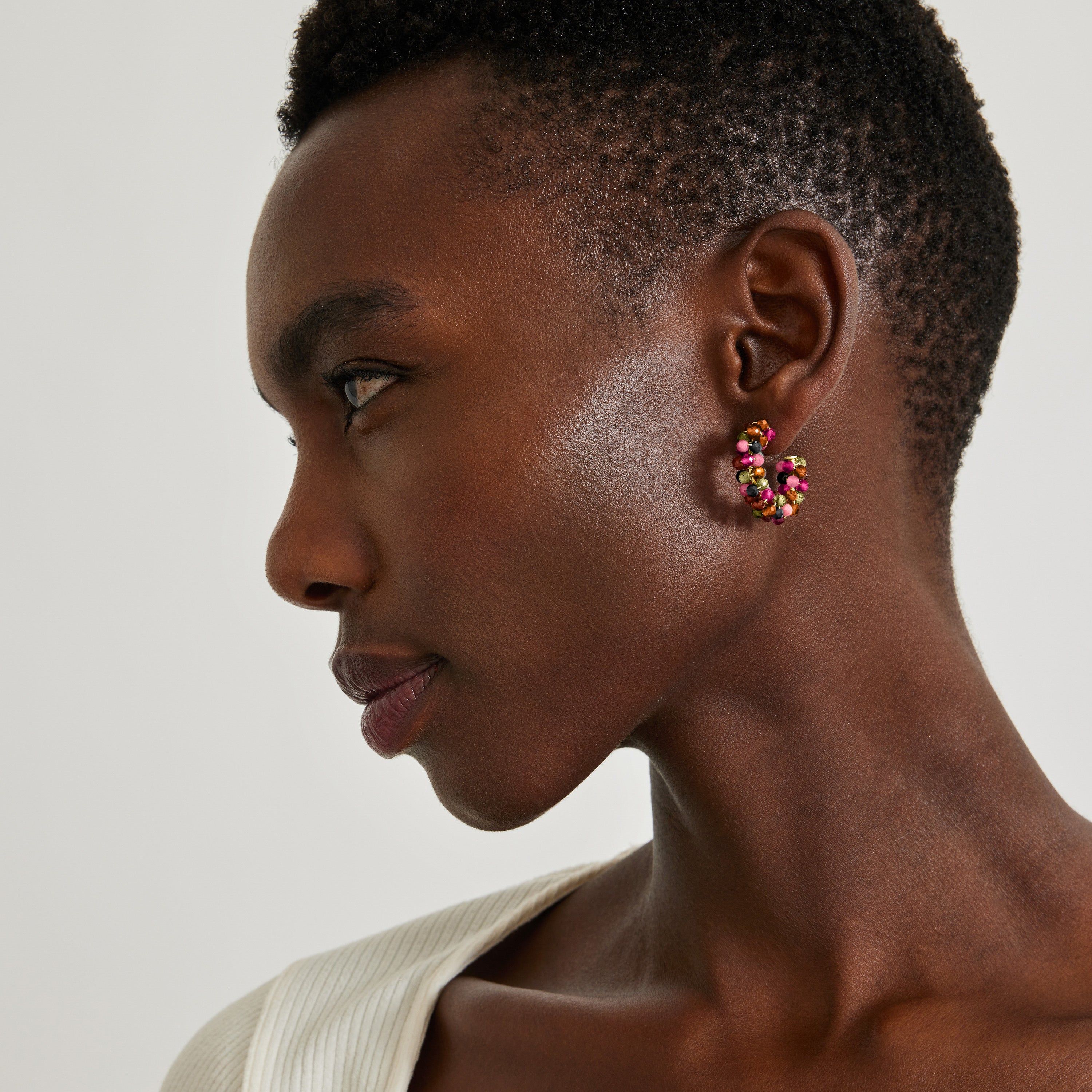 Multicolored Crystal Earrings finished in 18K yellow gold - Rariki