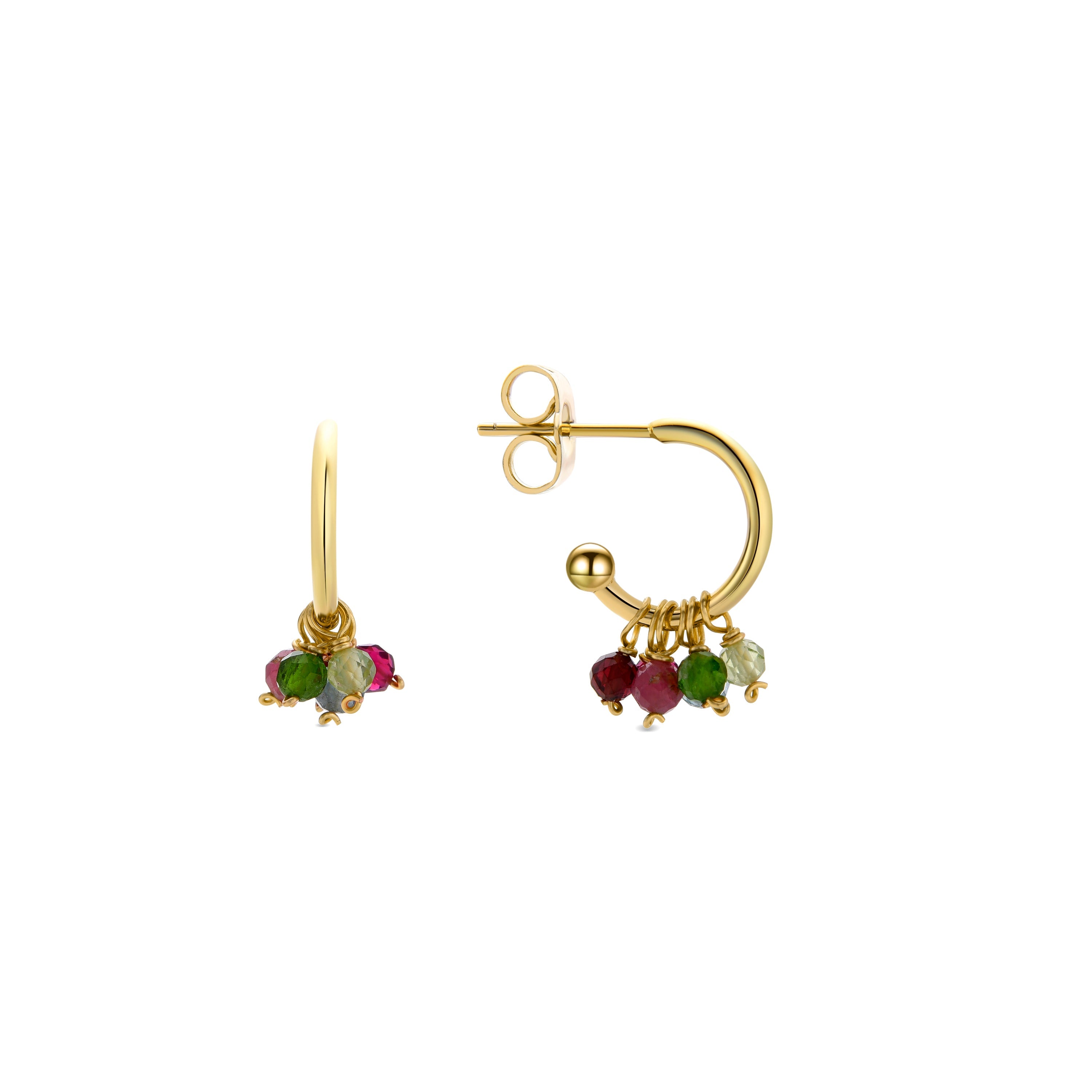 Multicolored Crystal Earrings finished in 18K yellow gold - Letaba