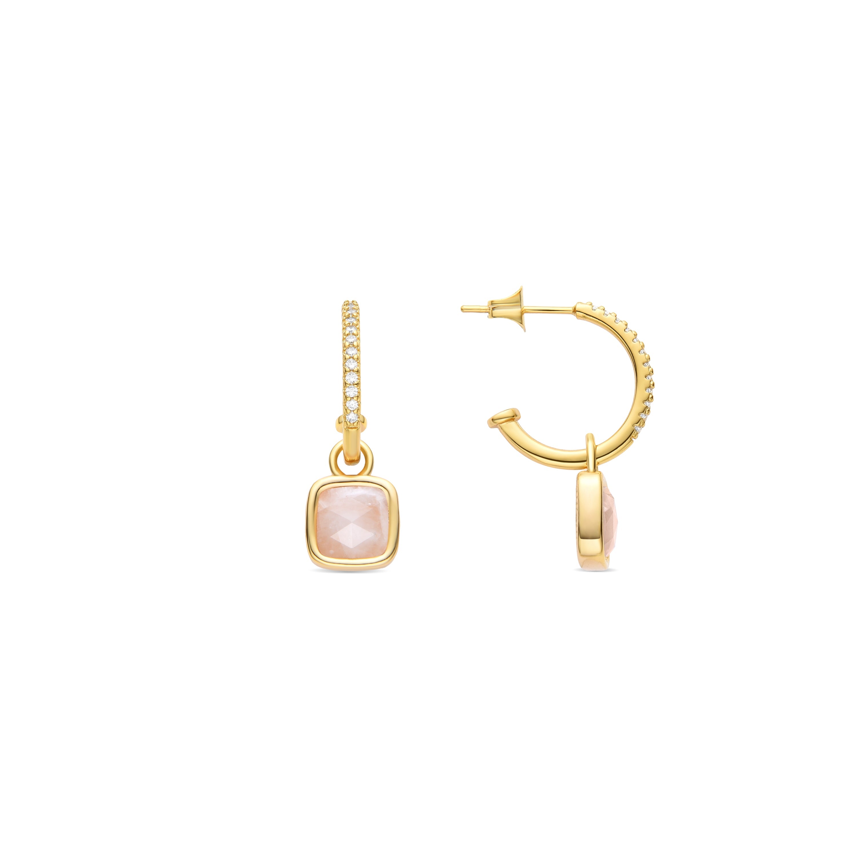 White Crystal Earrings finished in 18K yellow gold - Darmix