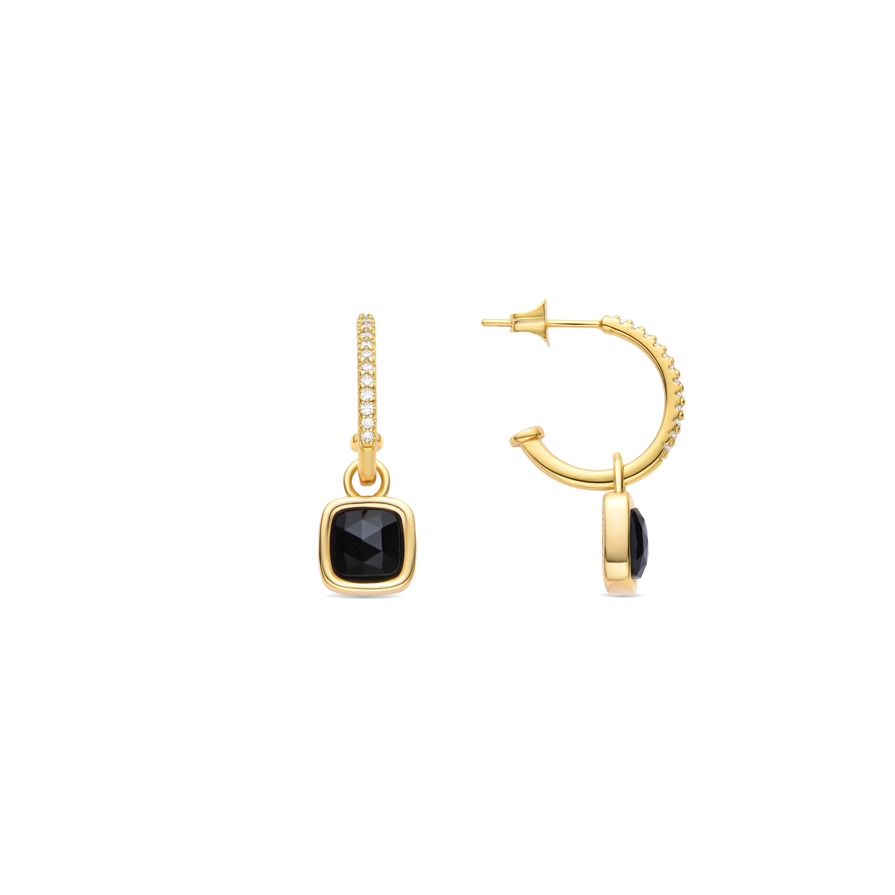 Pendientes de Cristal Azul Oscuro acabados en oro amarillo 18K - Darmix
