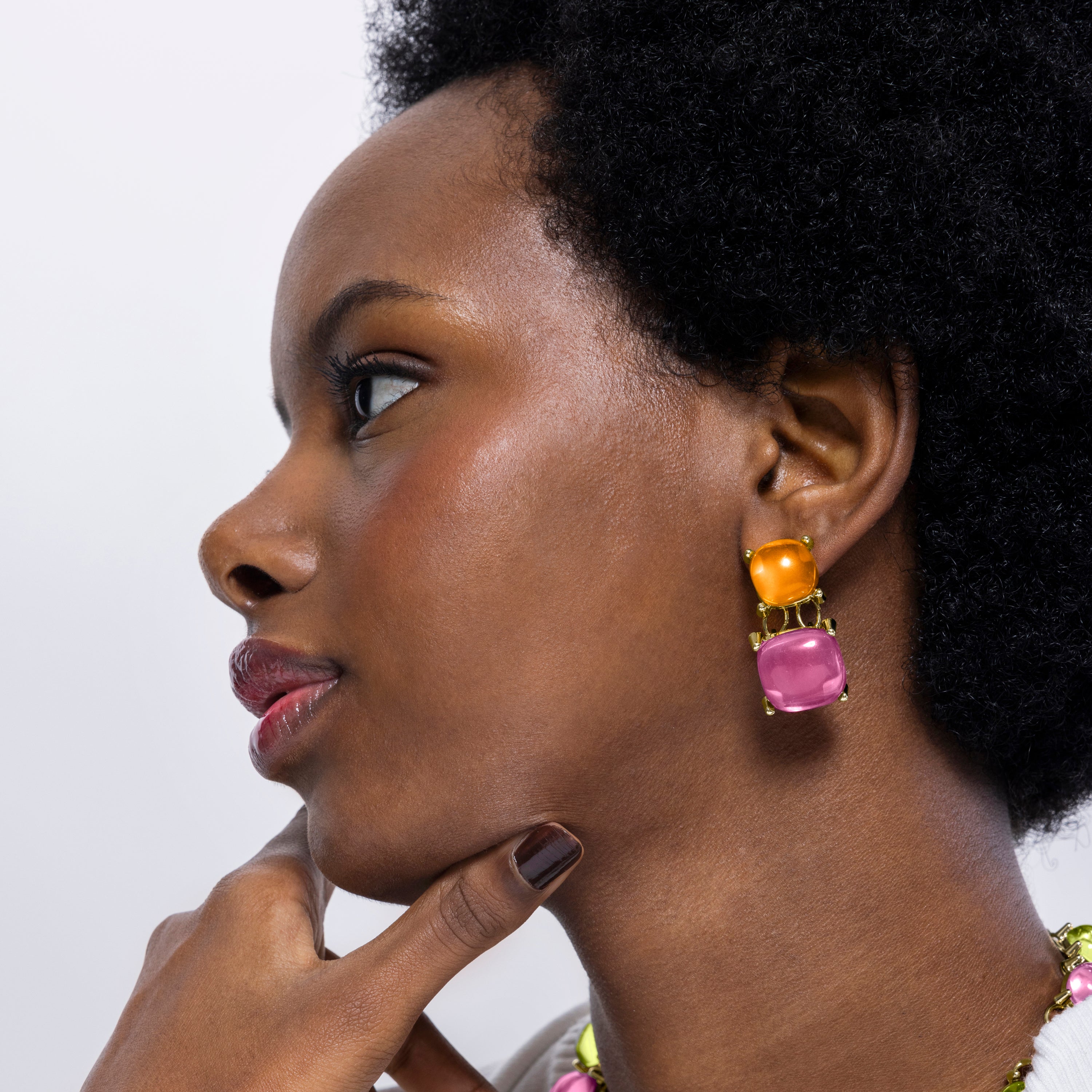 Multicolored Crystal Earrings finished in 18K yellow gold - Azara