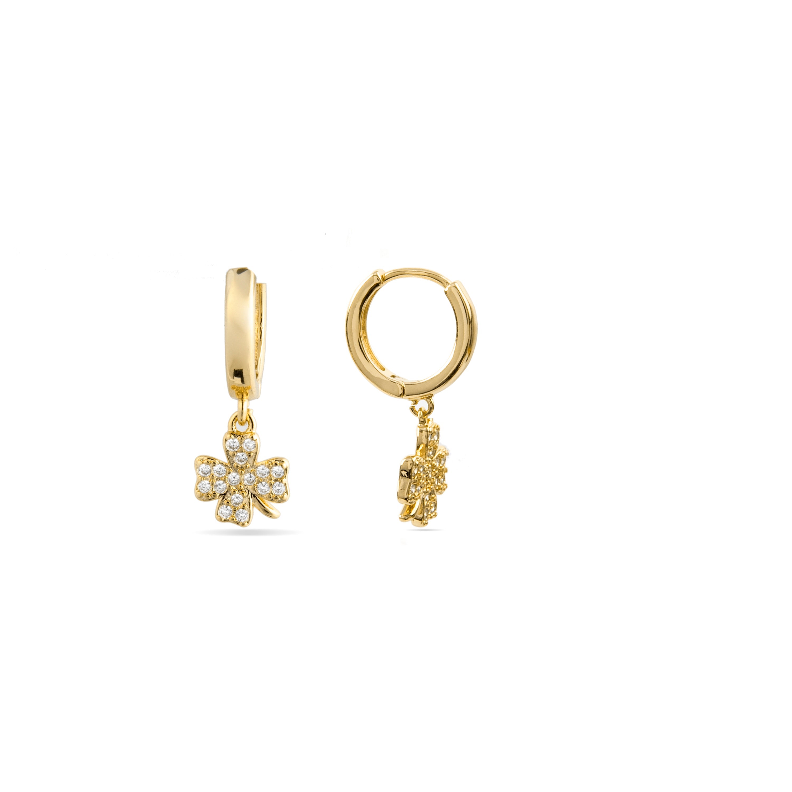 Brilliant Zirconia Earrings Finished in 18K Yellow Gold - Josan