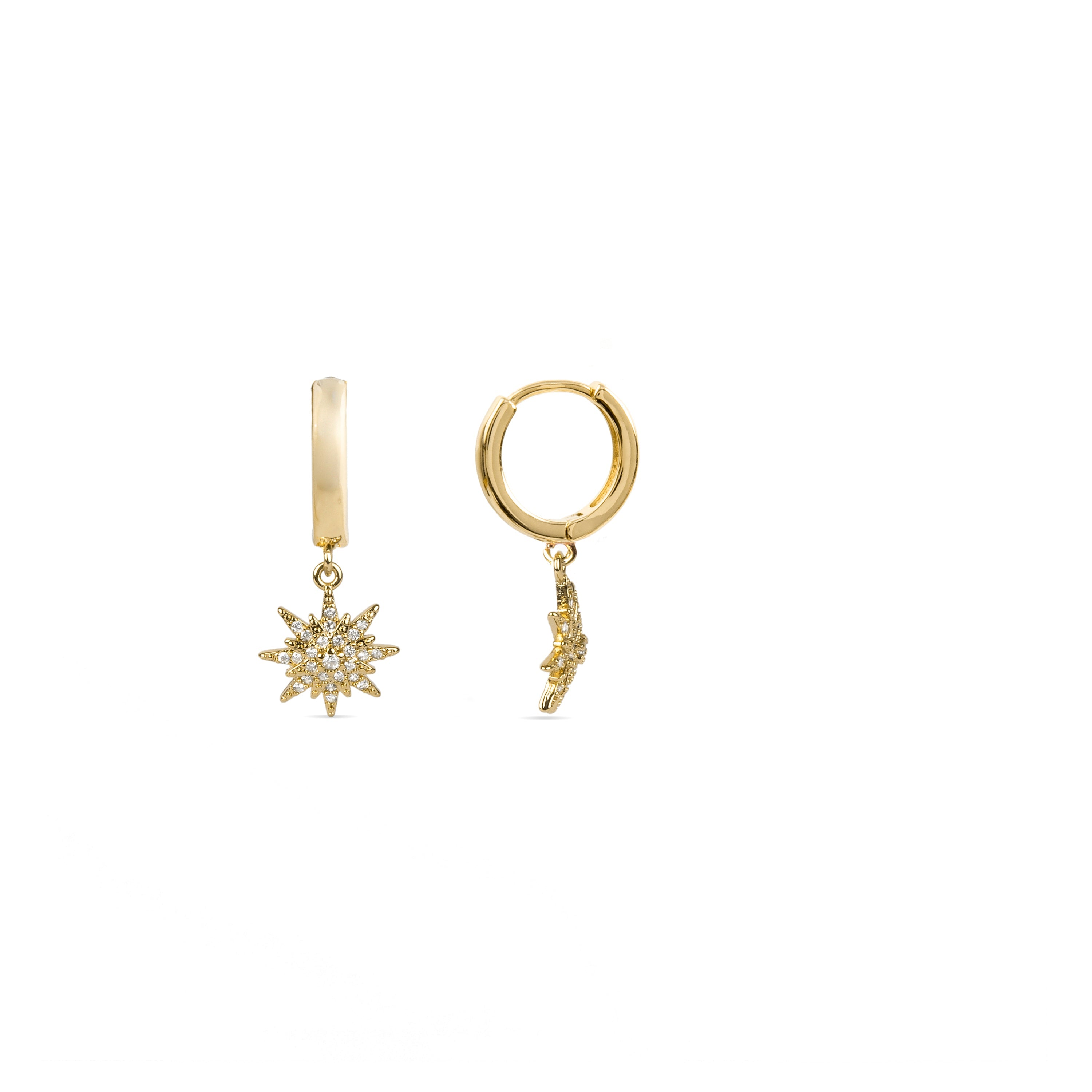 Brilliant Zirconia Earrings Finished in 18K Yellow Gold - Tysco