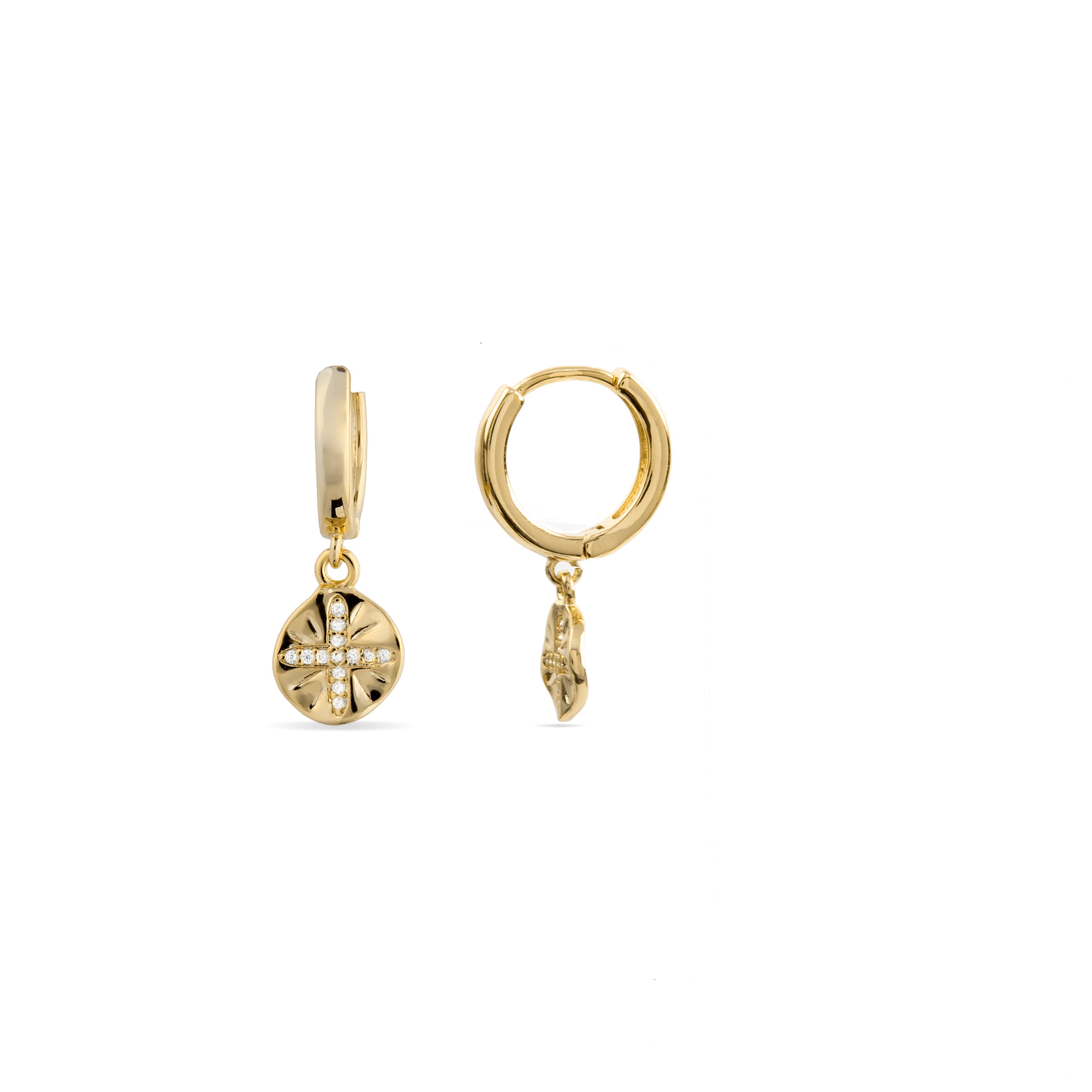 Brilliant Zirconia Earrings Finished in 18K Yellow Gold - Topro