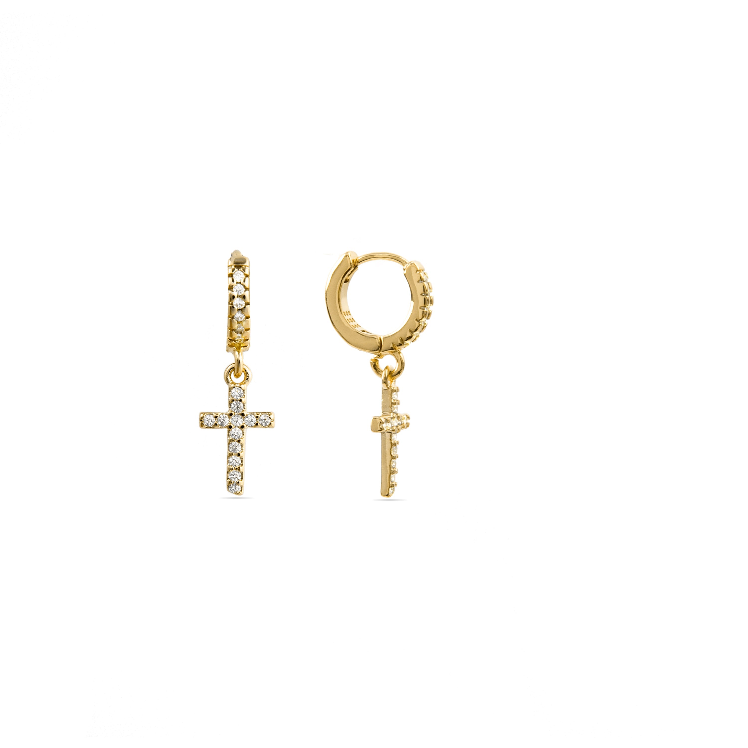 Brilliant Zirconia Earrings Finished in 18K Yellow Gold - Mezxo