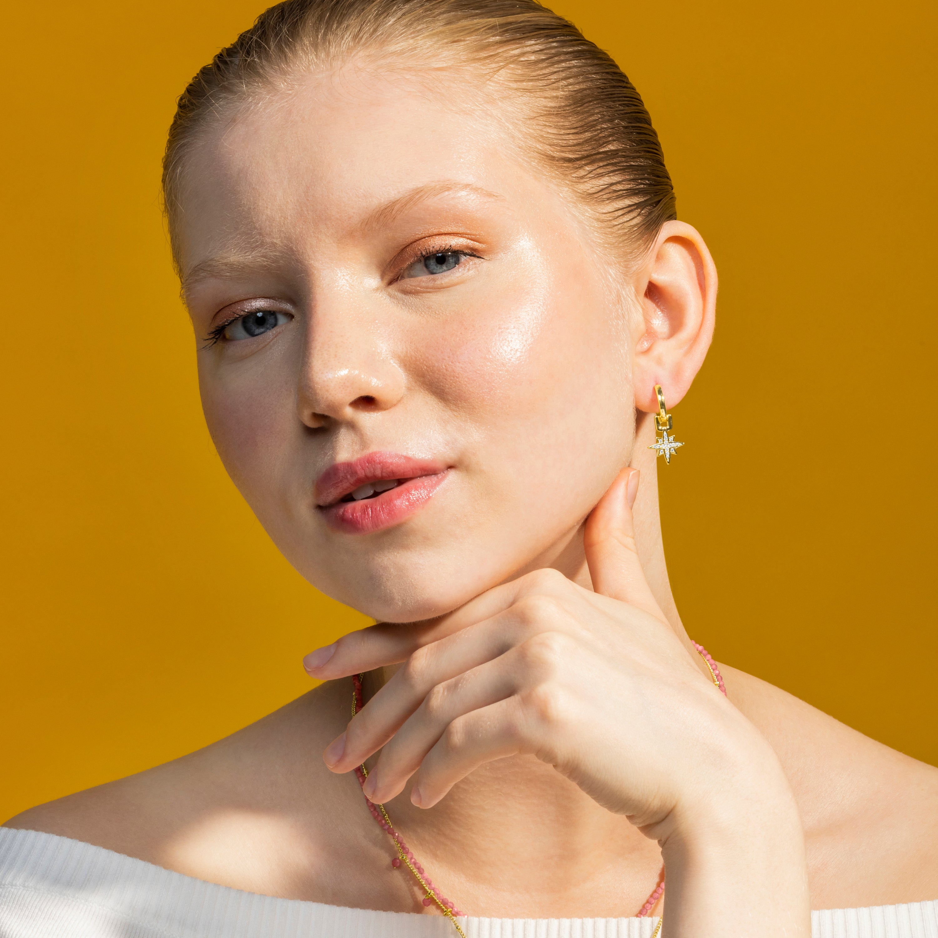 Brilliant Zirconia Earrings Finished in 18K Yellow Gold - Sionqui