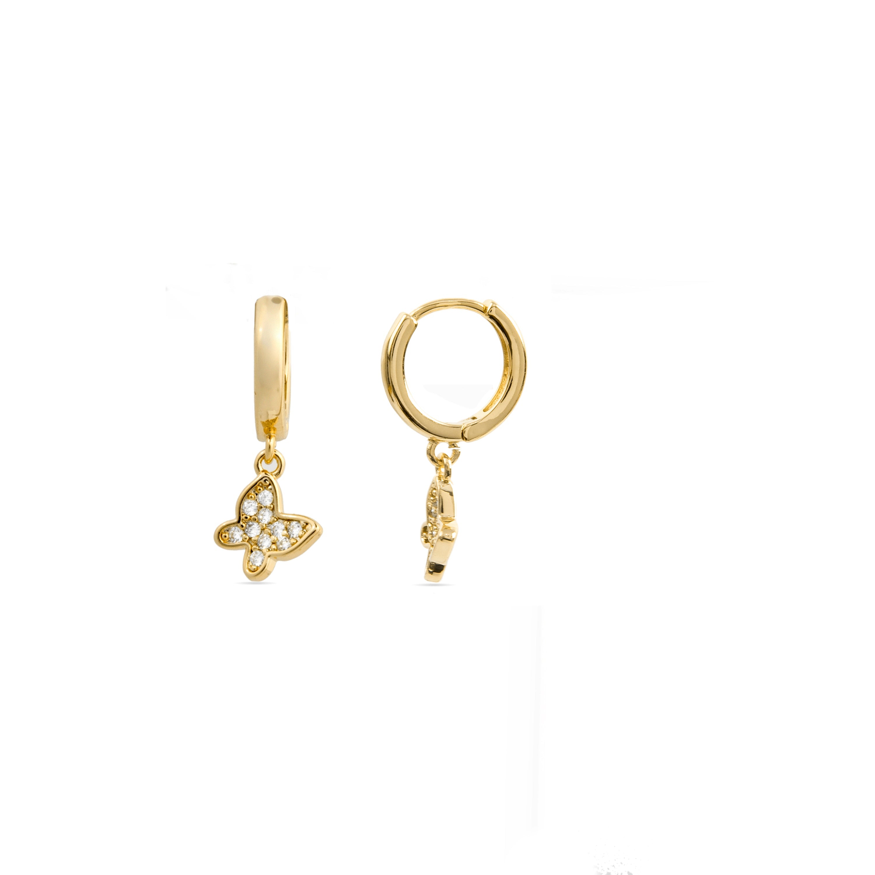 Brilliant Zirconia Earrings Finished in 18K Yellow Gold - Kaduro