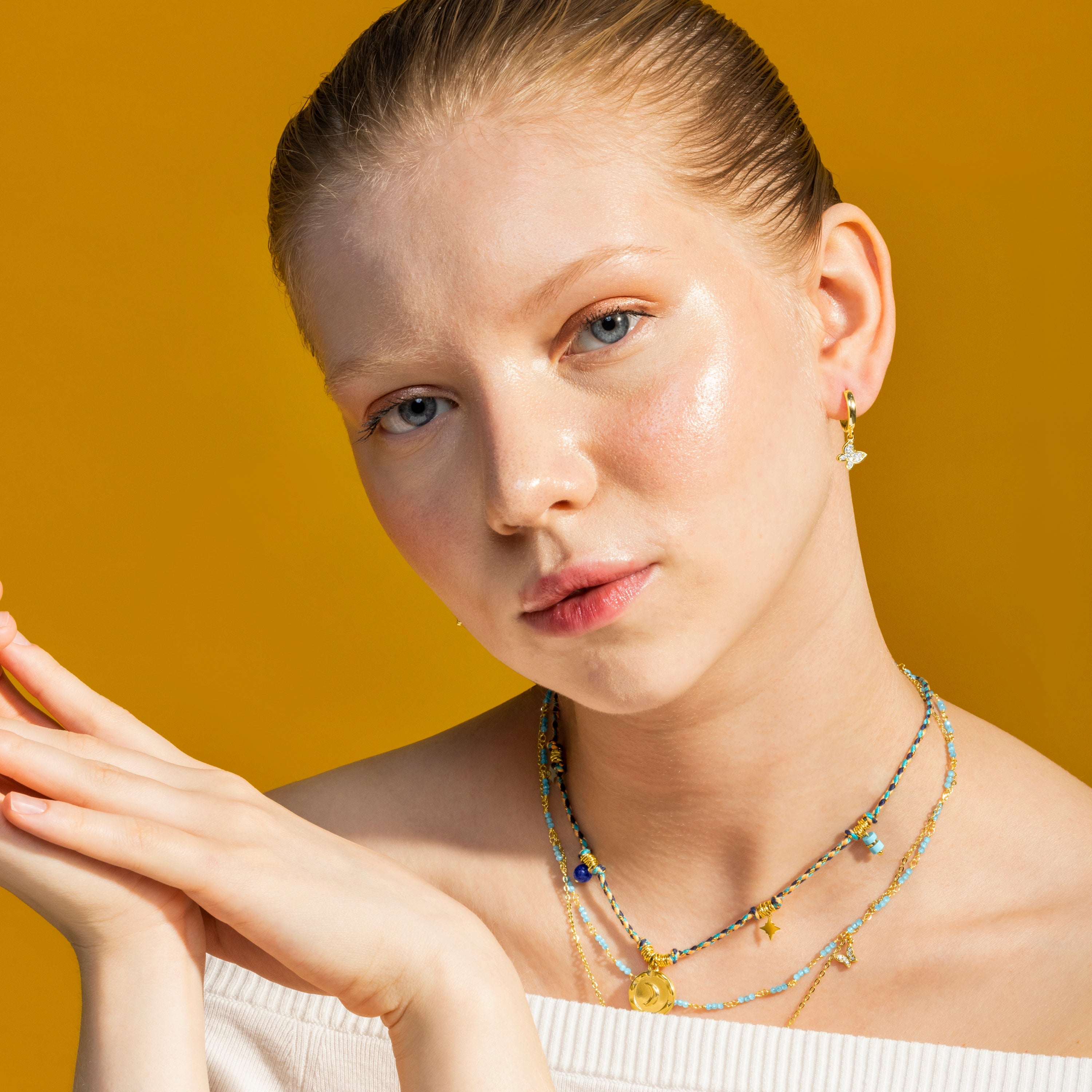 Brilliant Zirconia Earrings Finished in 18K Yellow Gold - Kaduro