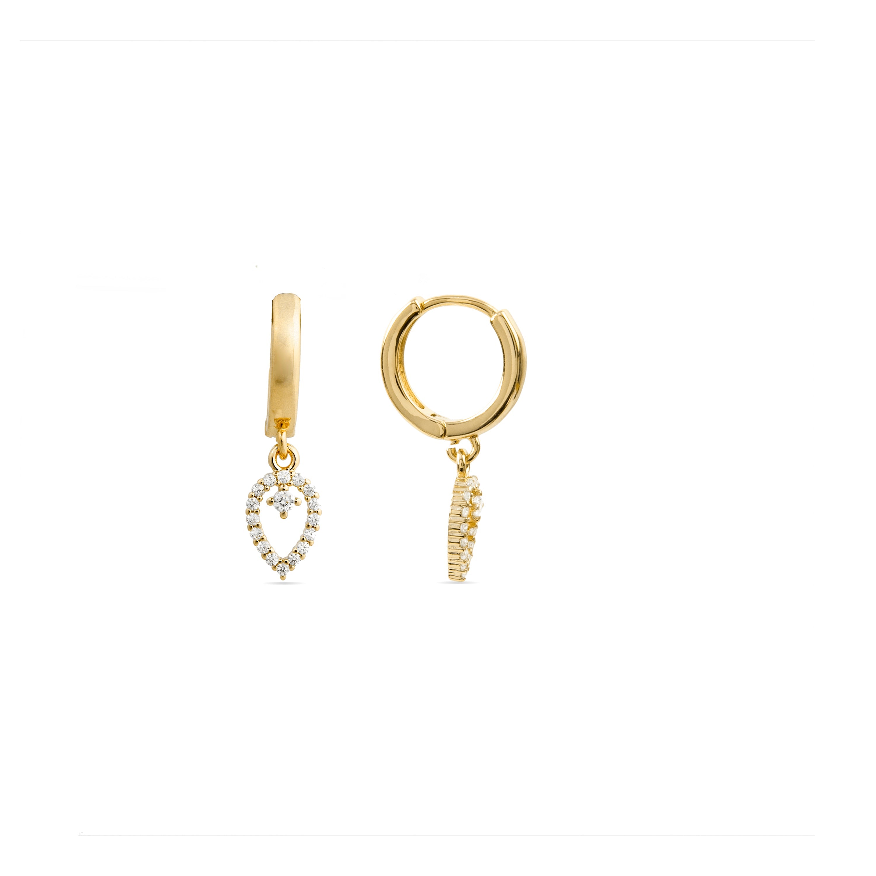Brilliant Zirconia Earrings Finished in 18K Yellow Gold - Sarath