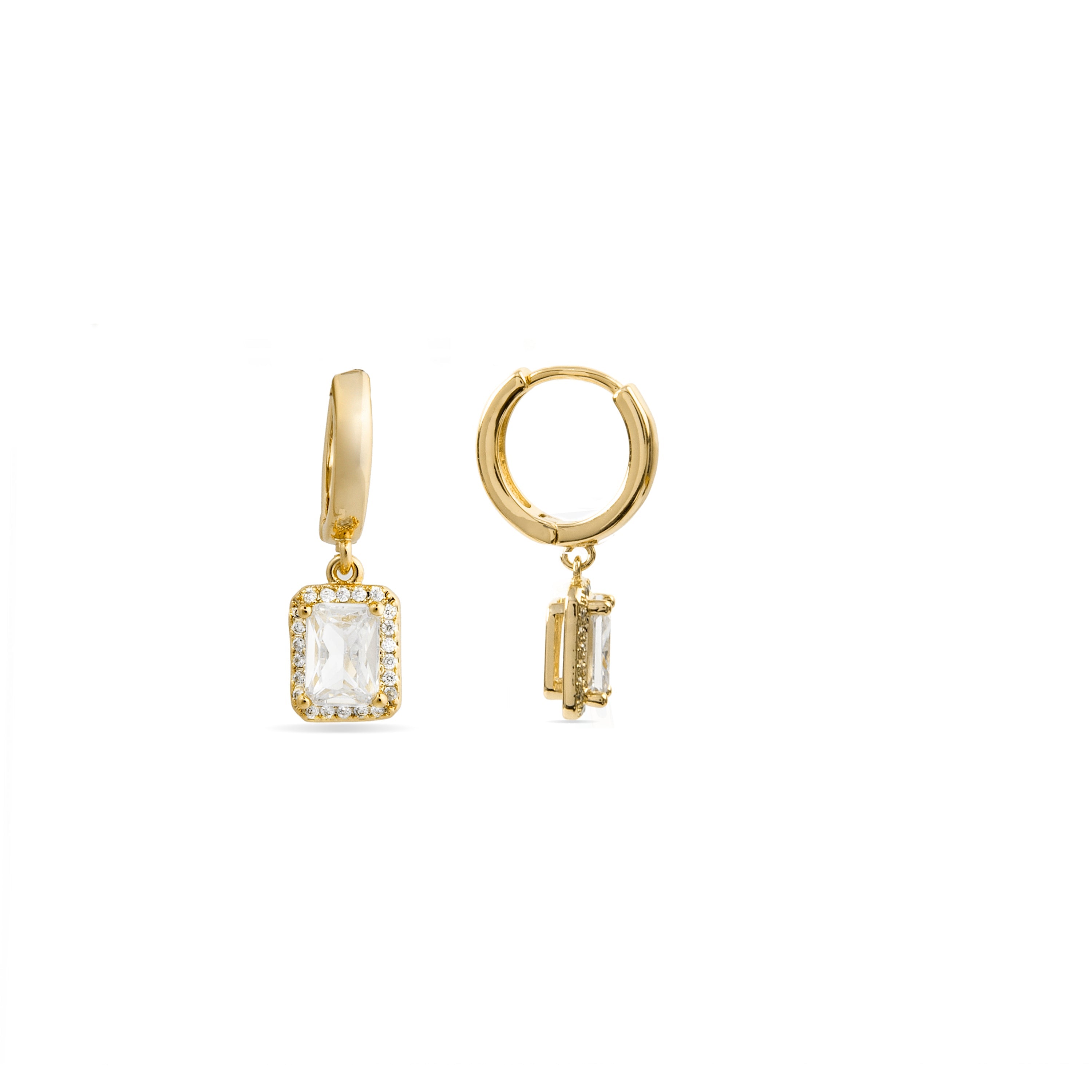 Brilliant Zirconia Earrings Finished in 18K Yellow Gold - Silya