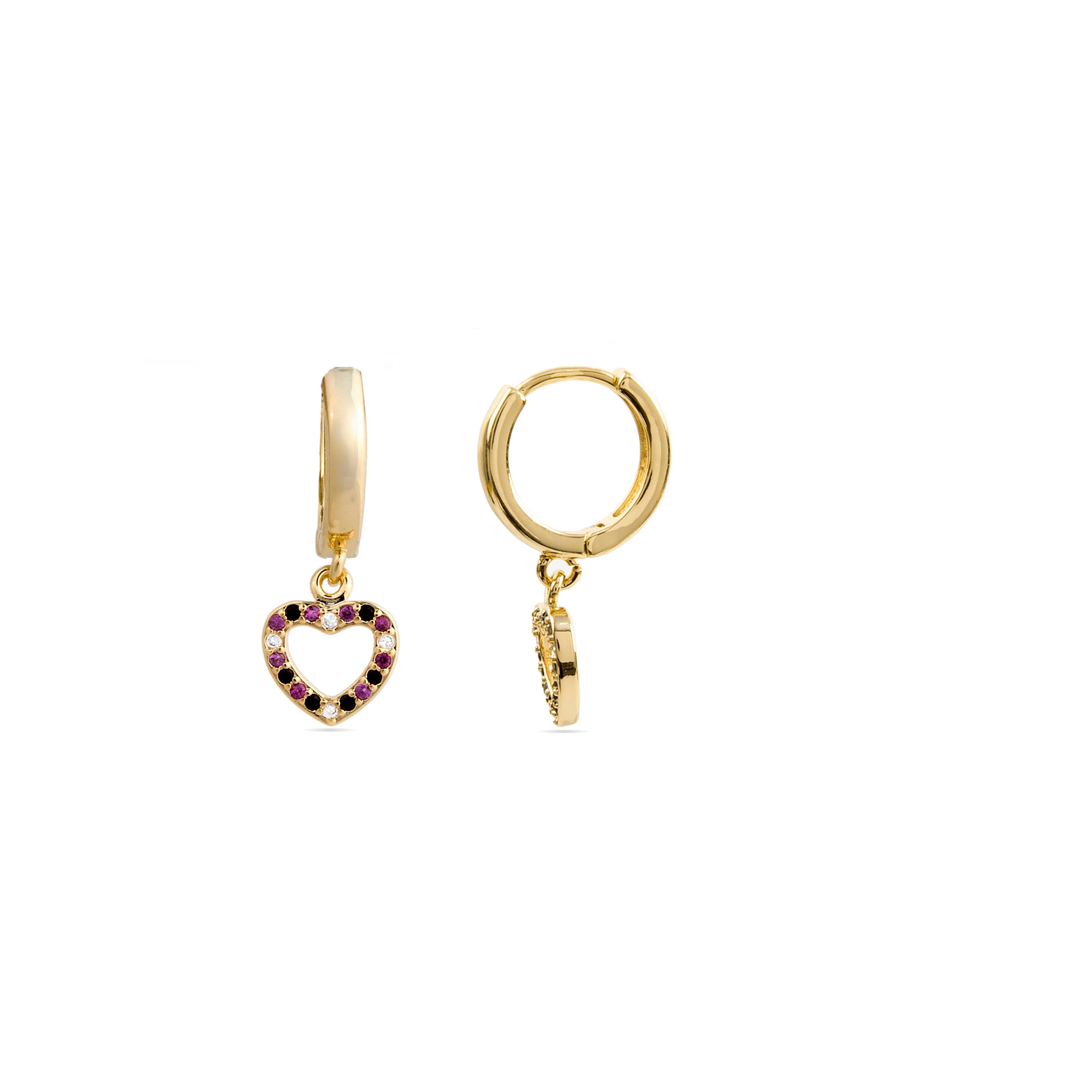 Multicolor Zirconia Earrings Finished in 18K Yellow Gold - Becias