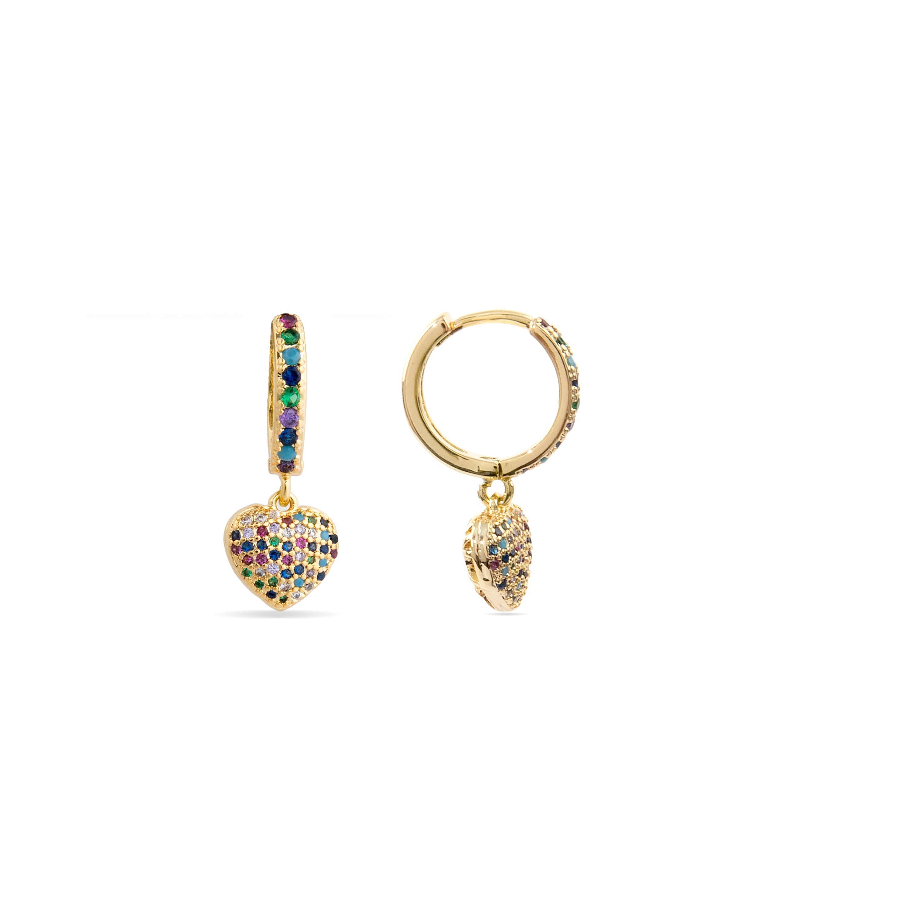 Multicolor Zirconia Earrings Finished in 18K Yellow Gold - Lethrax