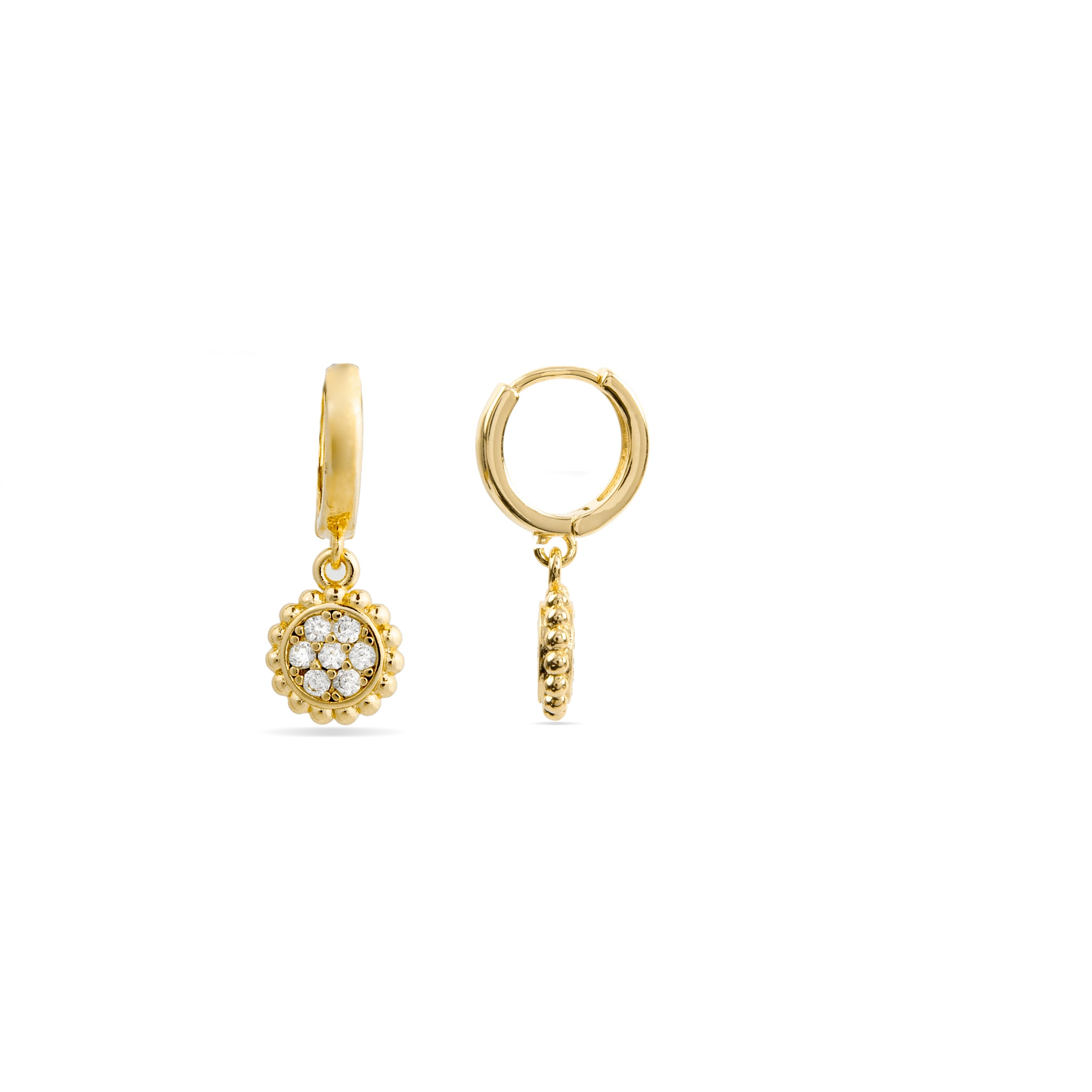 Brilliant Zirconia Earrings Finished in 18K Yellow Gold - Abdau