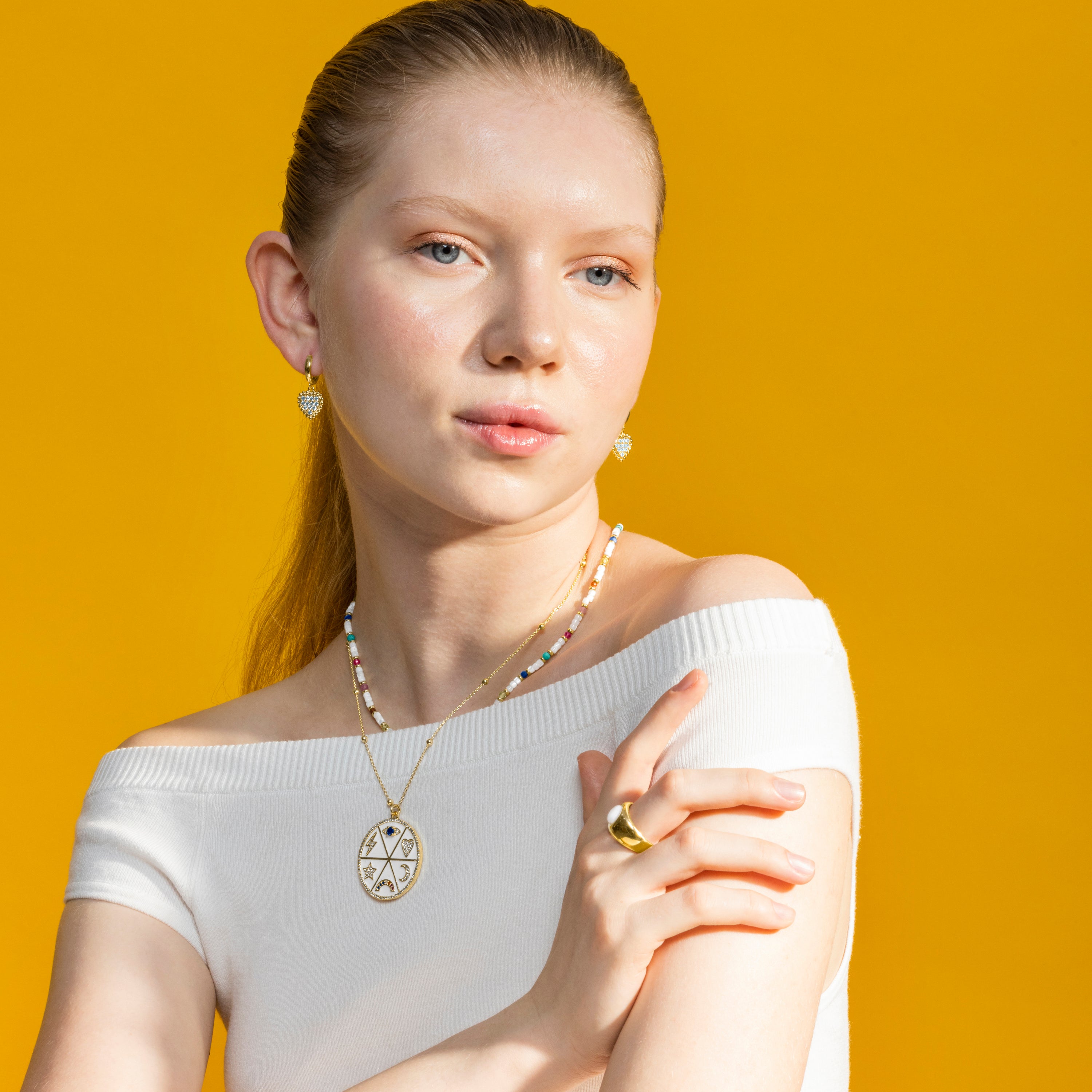 Brilliant Zirconia Earrings Finished in 18K Yellow Gold - Daton