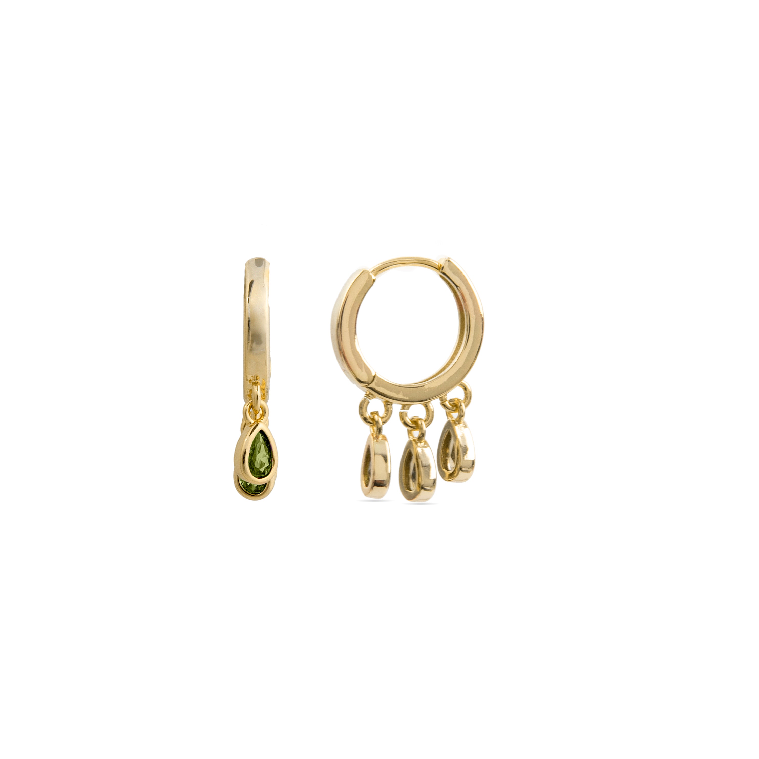 Emerald Zirconia Earrings Finished in 18K Yellow Gold - Atzul