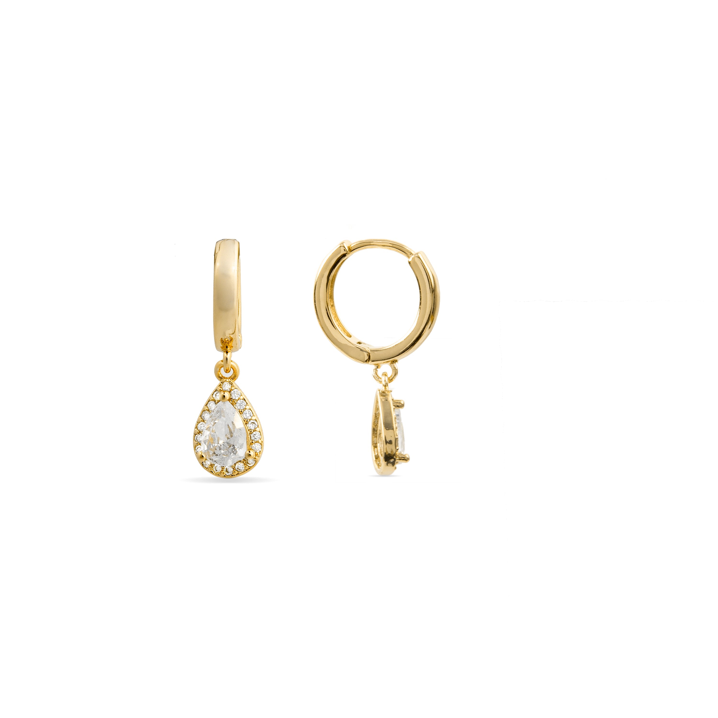 Brilliant Zirconia Earrings Finished in 18K Yellow Gold - Hade
