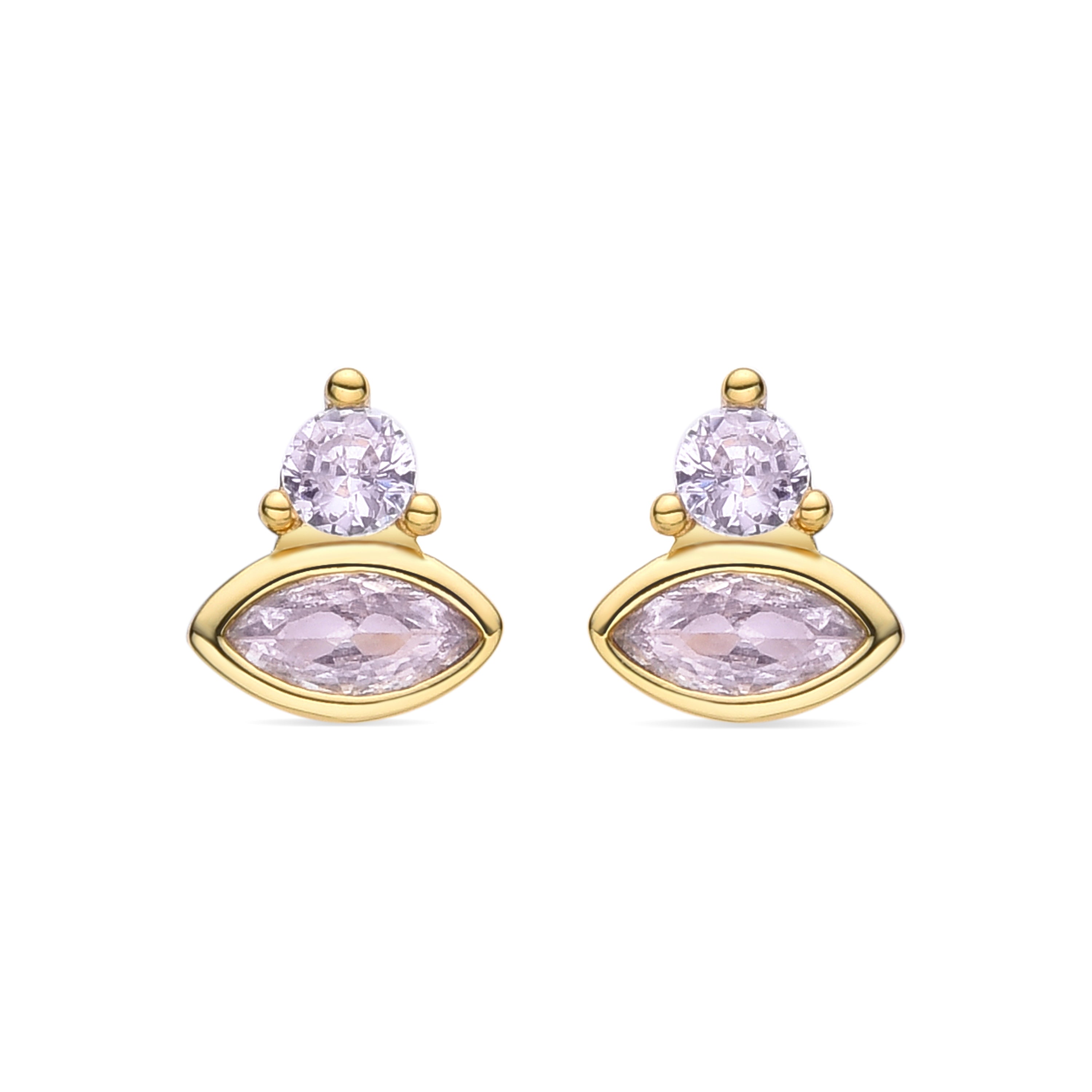 Sparkling Zirconia Earrings finished in 18K Yellow Gold - Surko