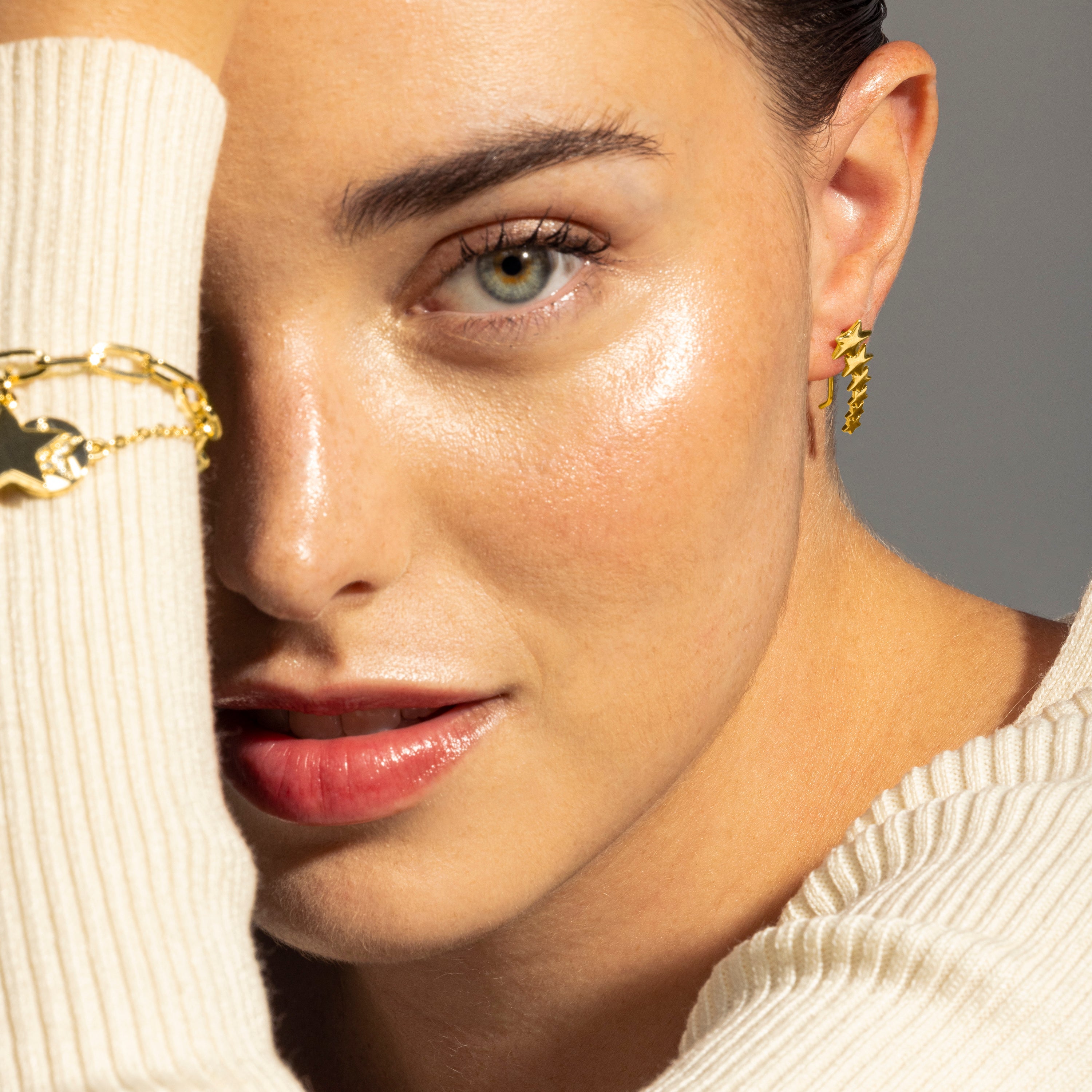 18K yellow gold-finished earrings - Gatra