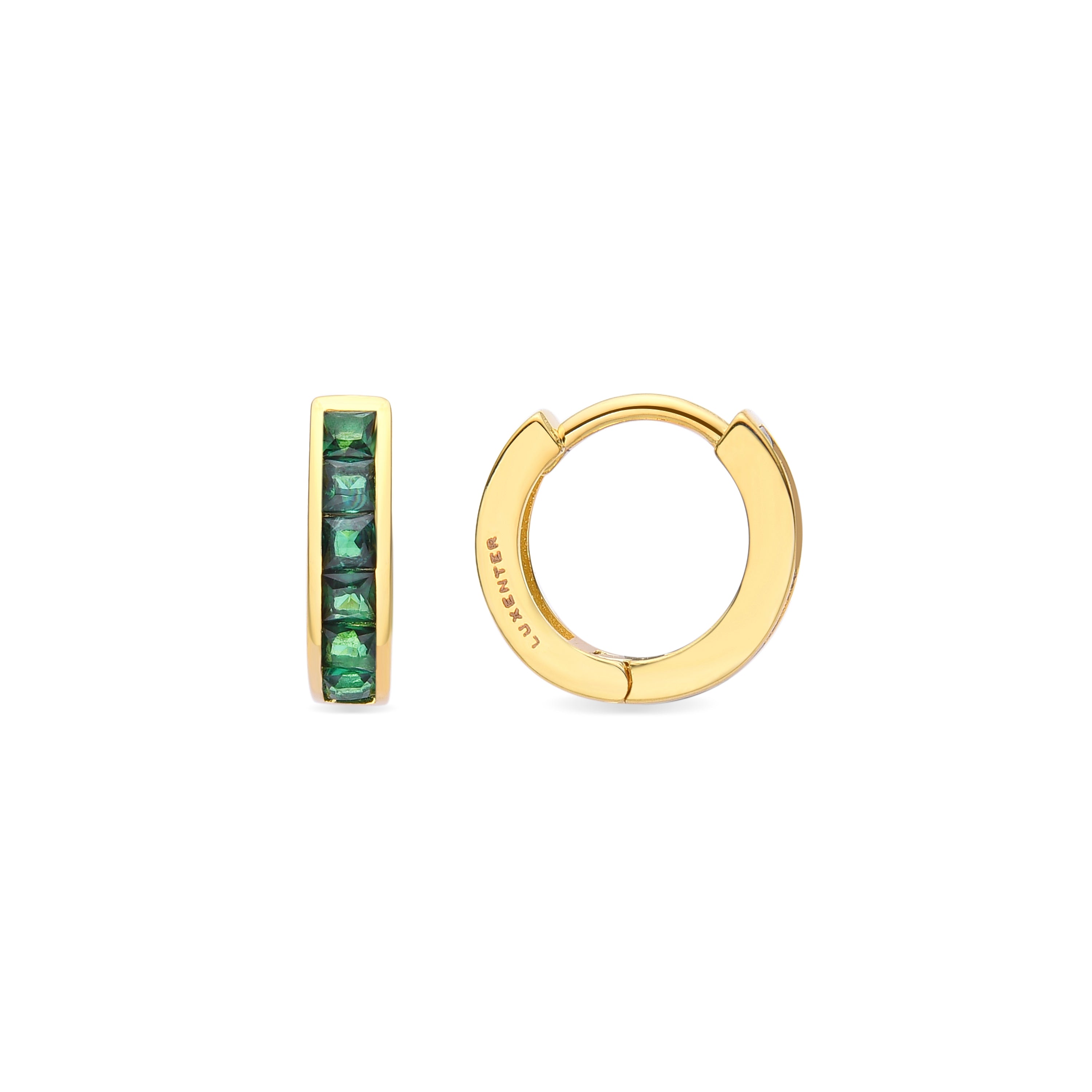 Emerald Zirconia Earrings Finished in 18K Yellow Gold - Wudya