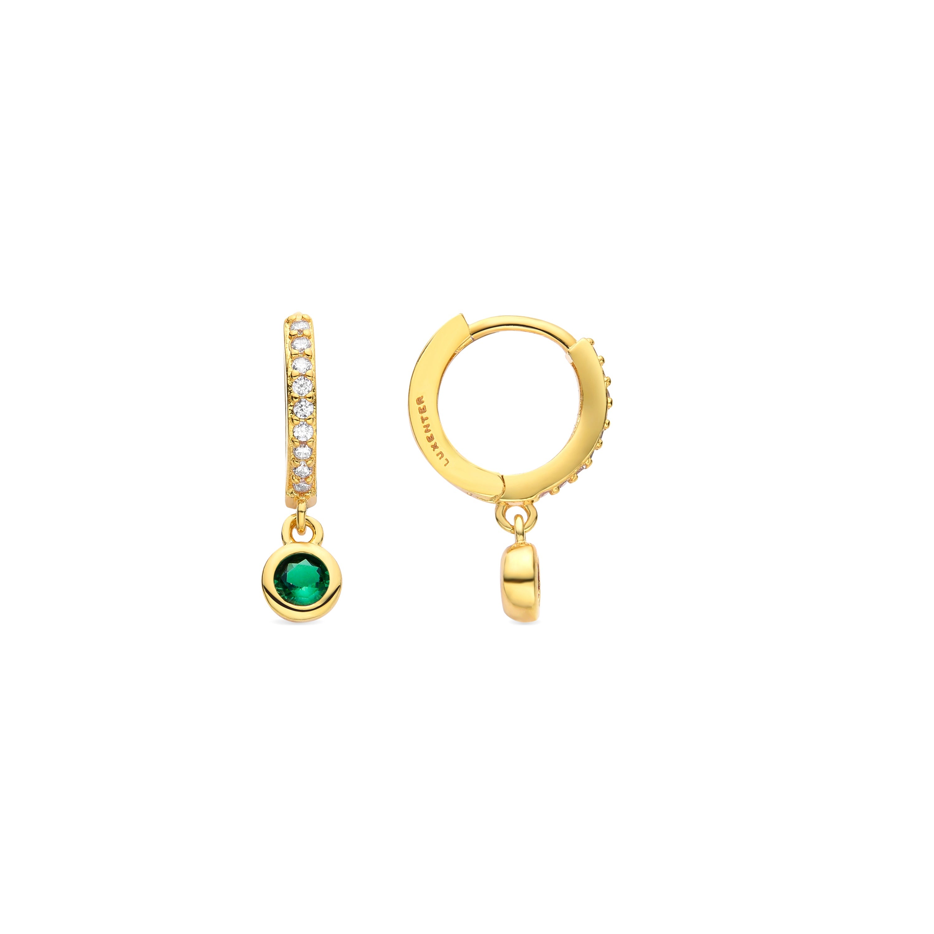 Pendientes de Circonita Esmeralda acabados en oro amarillo de 18K - Warlah