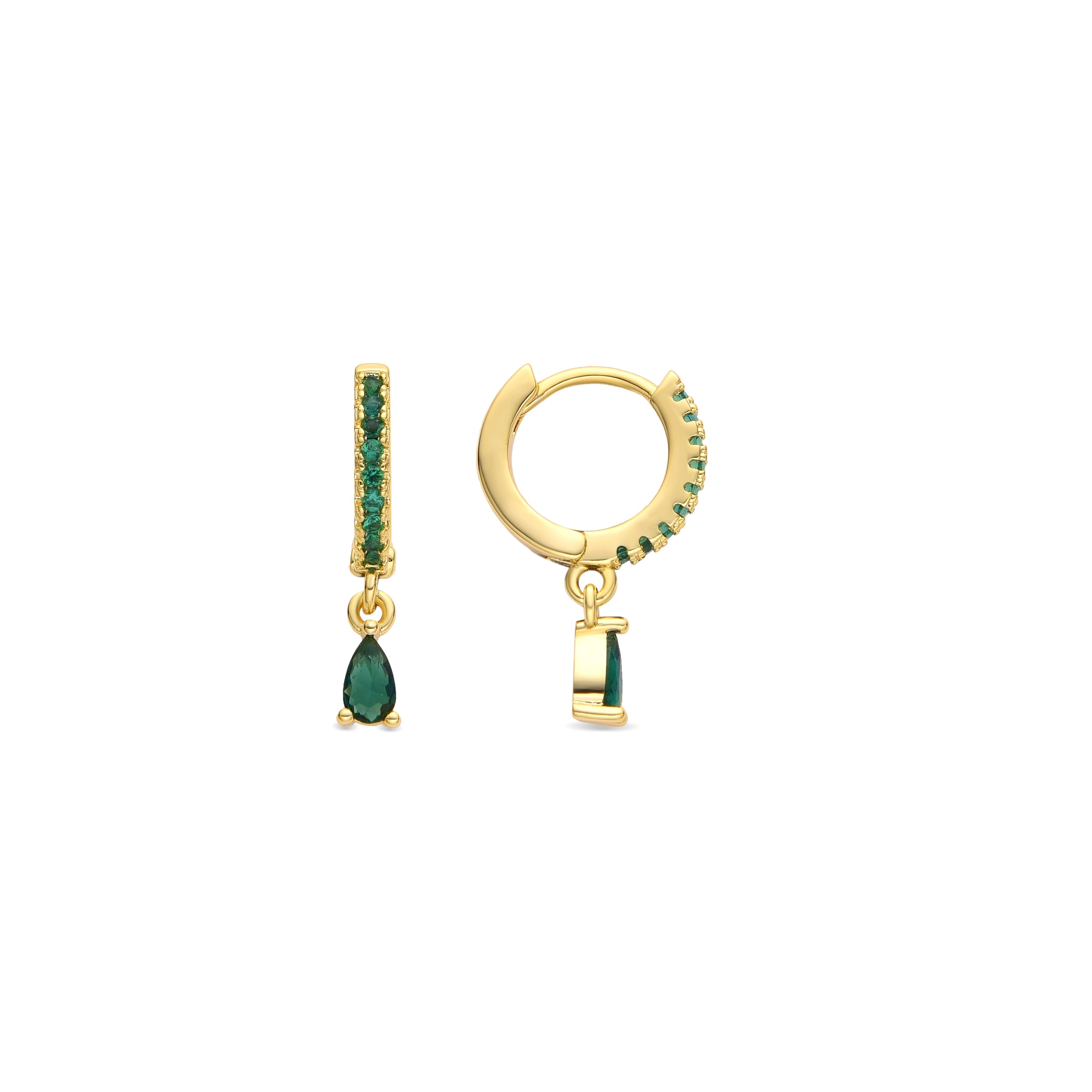 18k yellow gold finish earrings with emerald zirconia - Laade