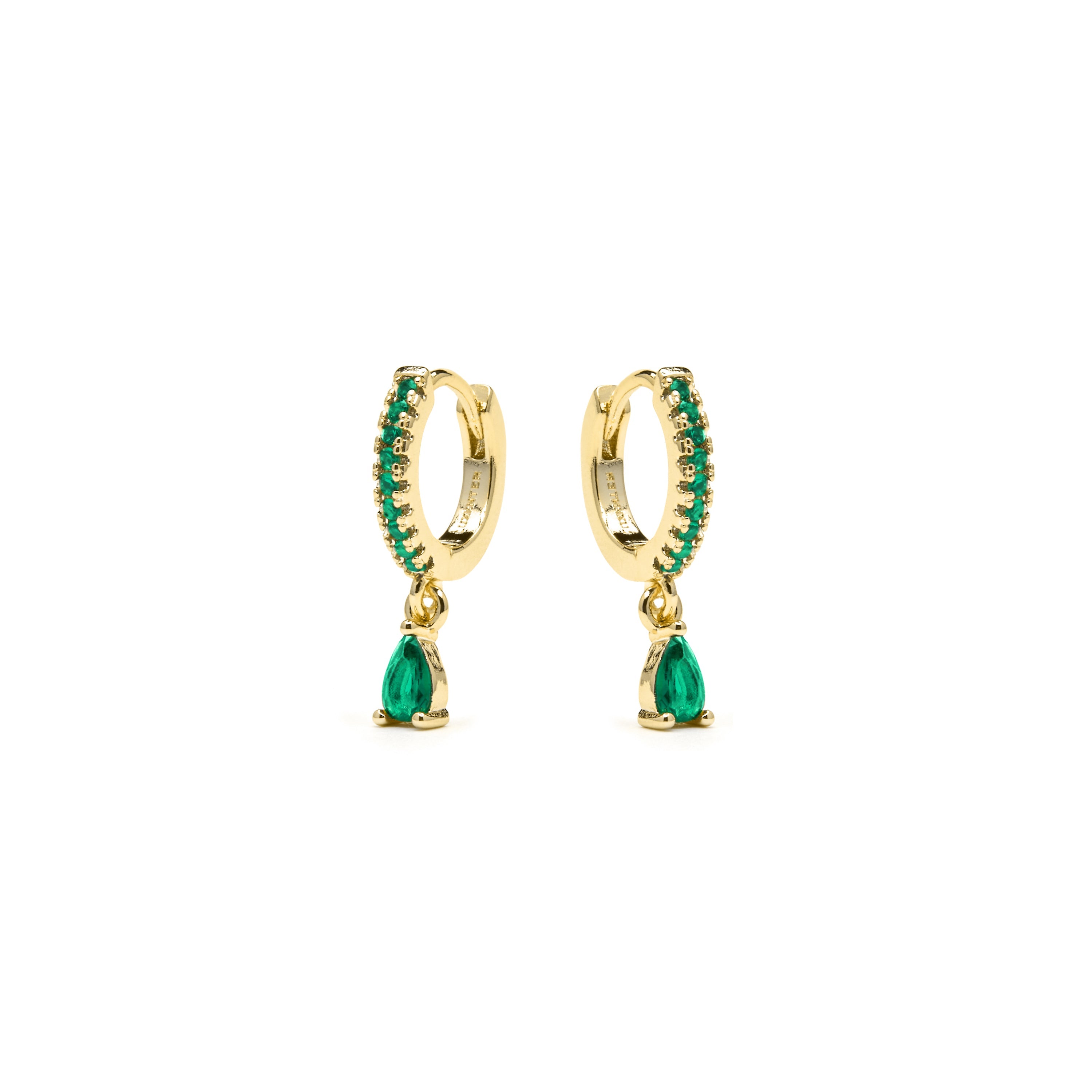 18k yellow gold finish earrings with emerald zirconia - Laade