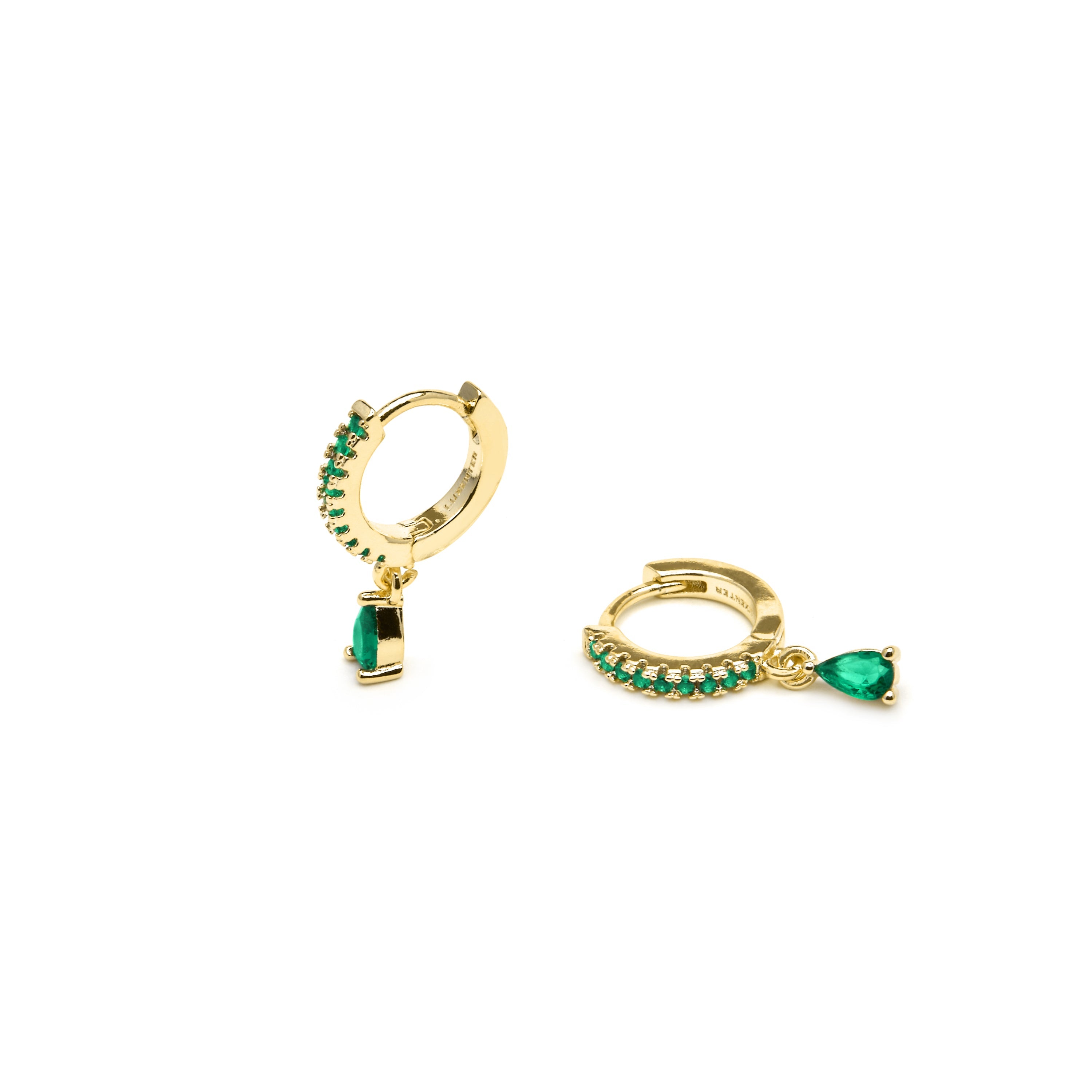 18k yellow gold finish earrings with emerald zirconia - Laade