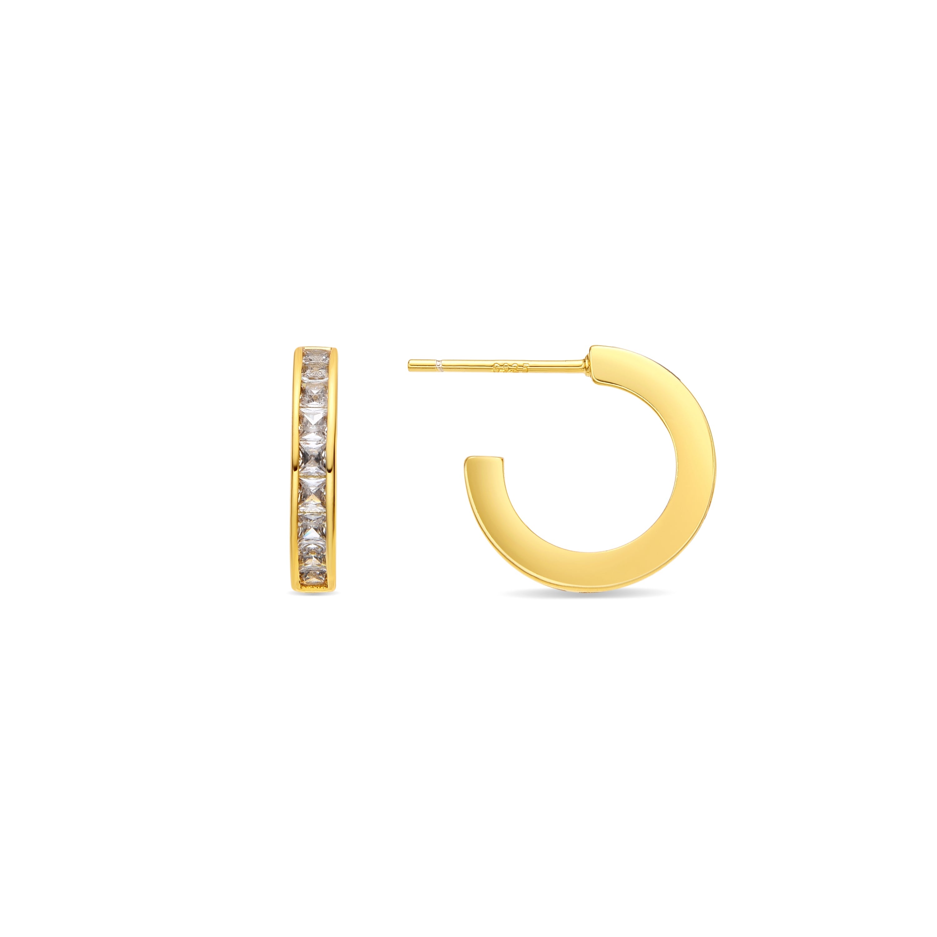 Gold Plated 18k Shiny Zirconia Earrings - Daver