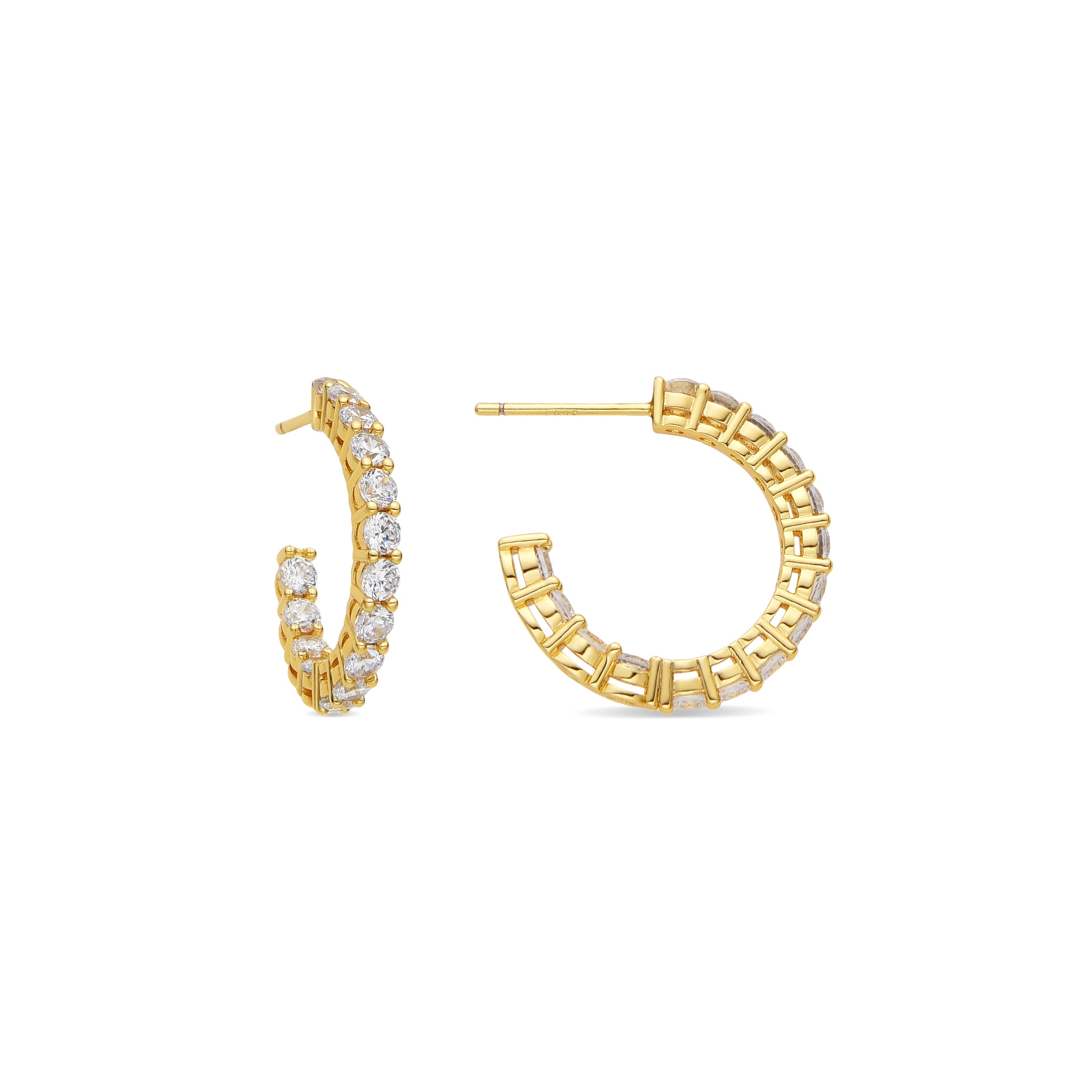 Brilliant Zircon Earrings, 18k Gold Plated - Chenfa