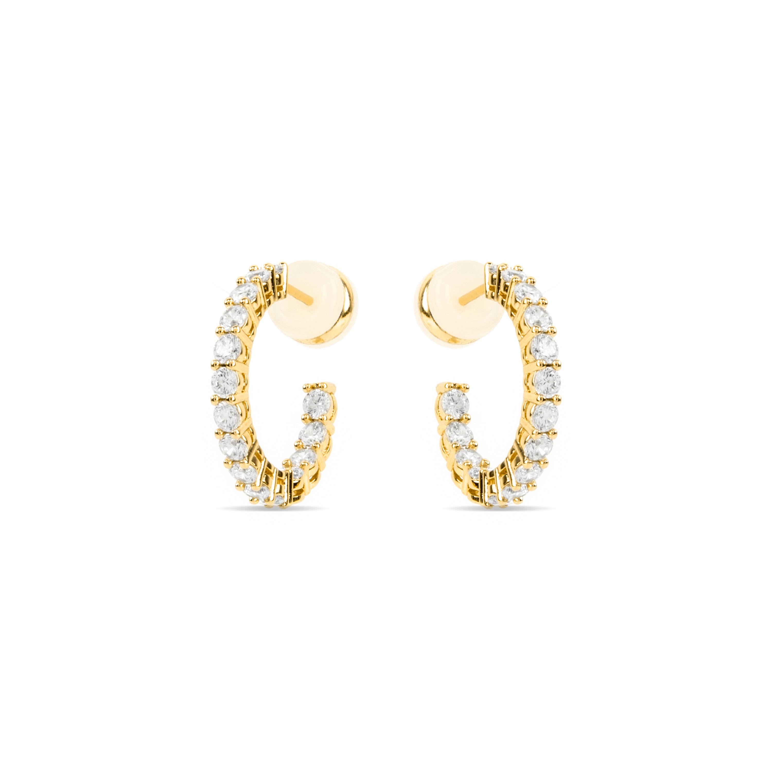 Brilliant Zircon Earrings, 18k Gold Plated - Chenfa