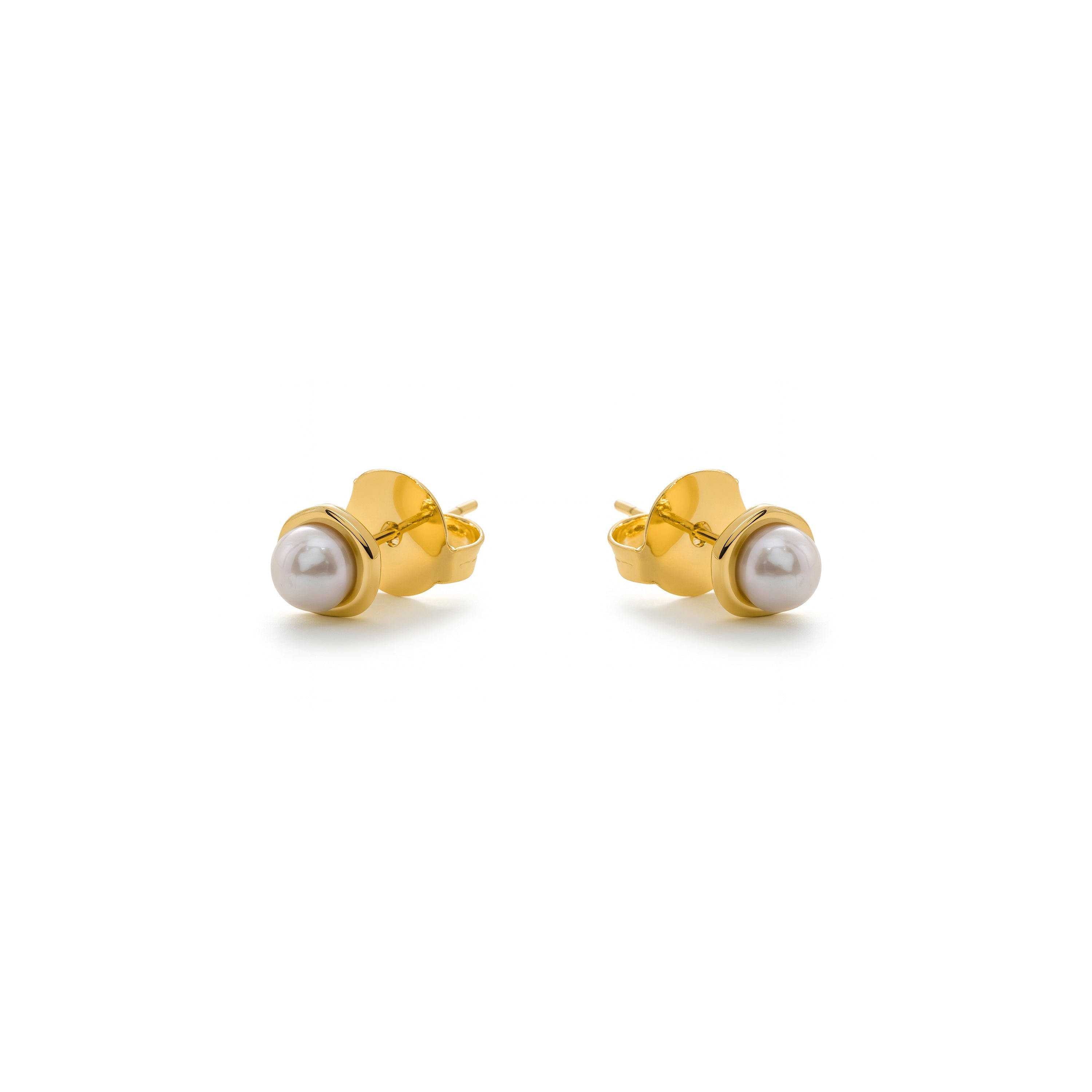 18k Yellow Gold Finished White Pearl Earrings - Oha