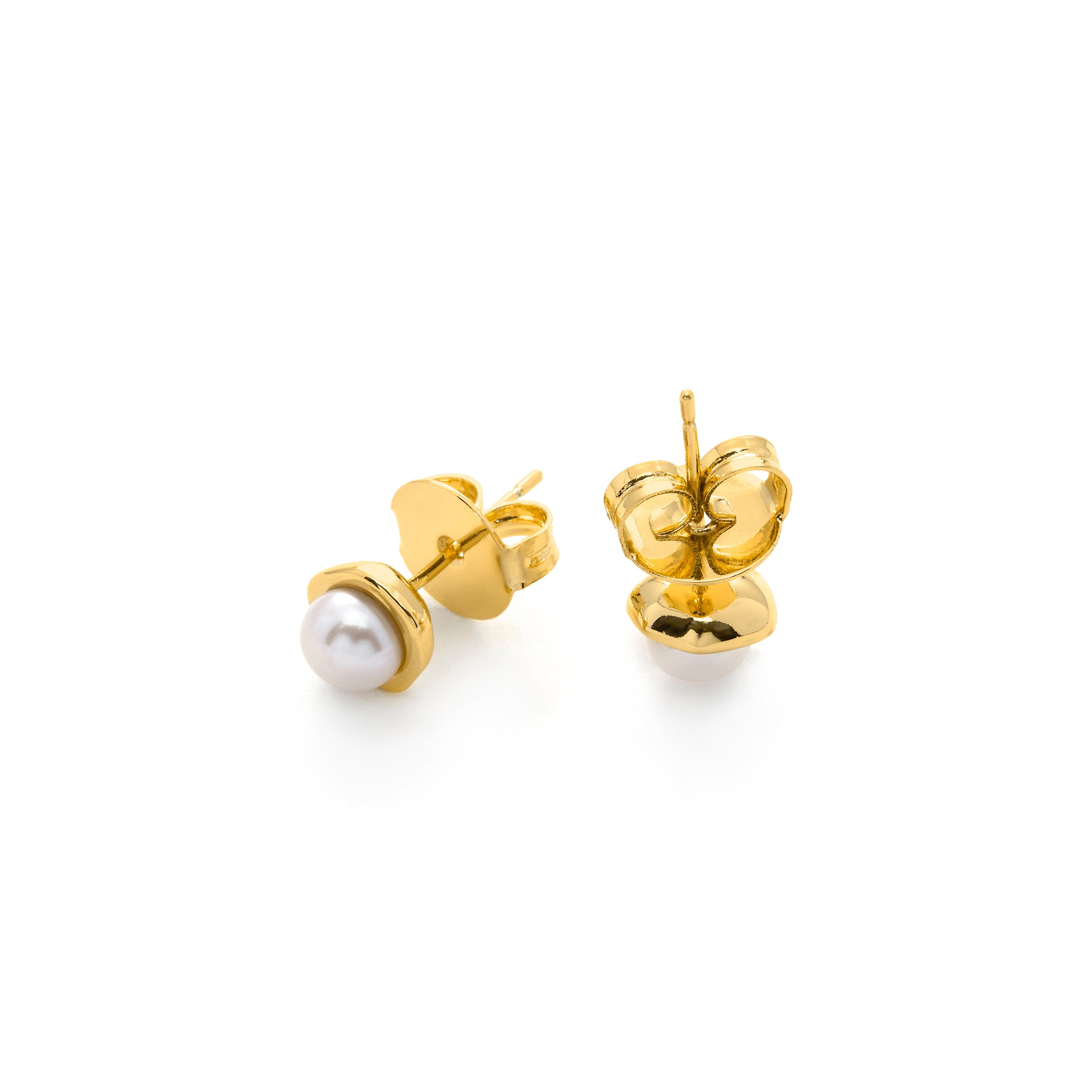 Pendientes de Perla Blanca acabado en oro amarillo de 18k - Oha