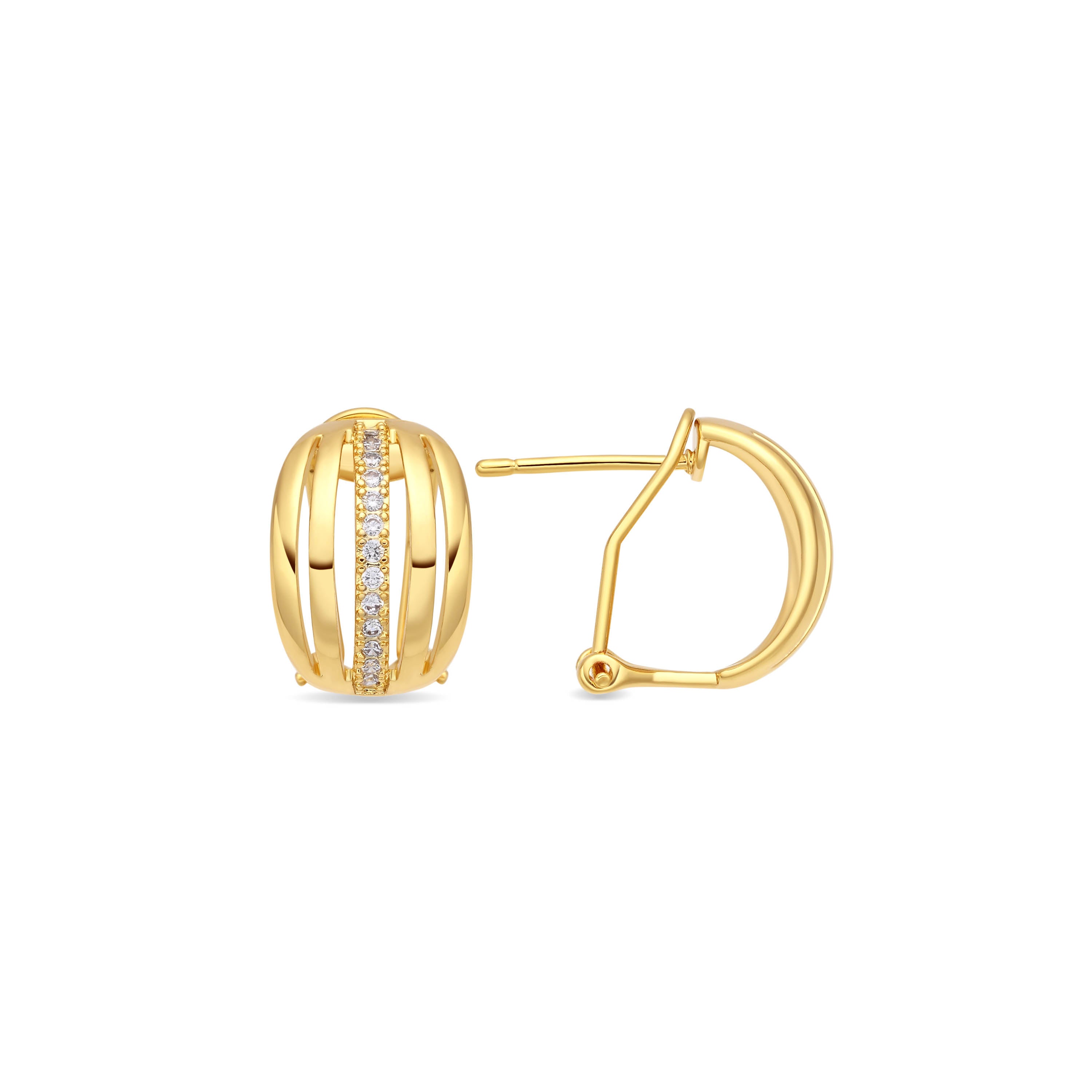 Shiny Zirconia Earrings with 18k Yellow Gold Finish - Yufar