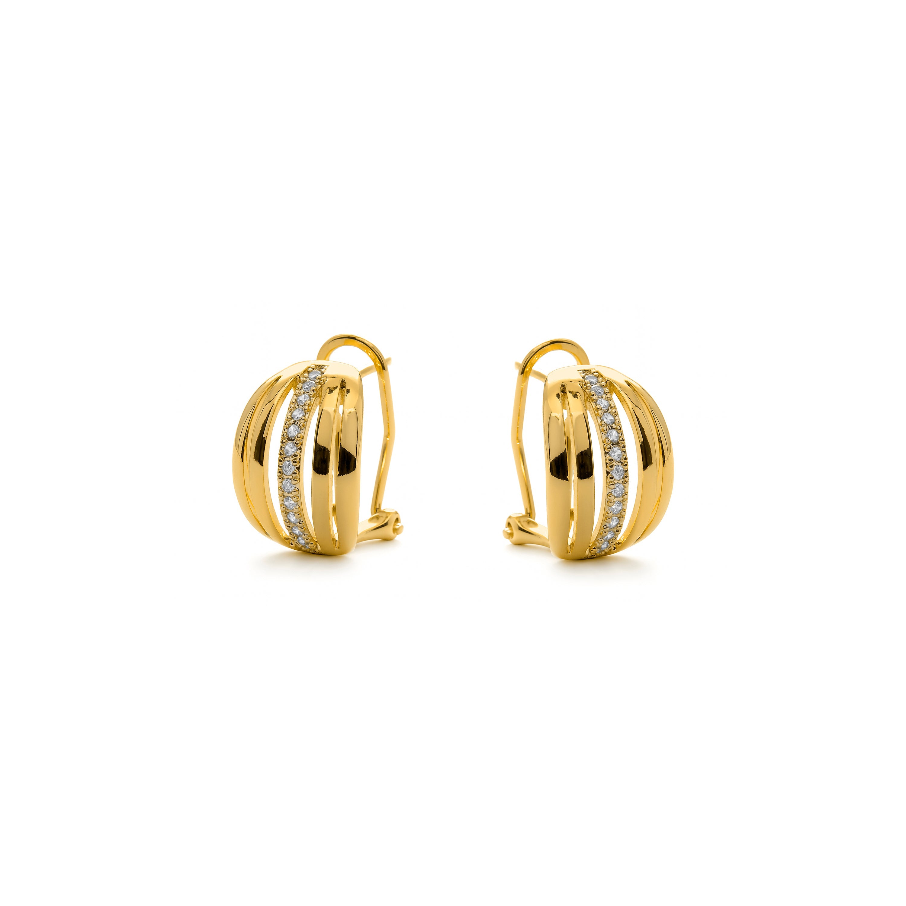 Shiny Zirconia Earrings with 18k Yellow Gold Finish - Yufar