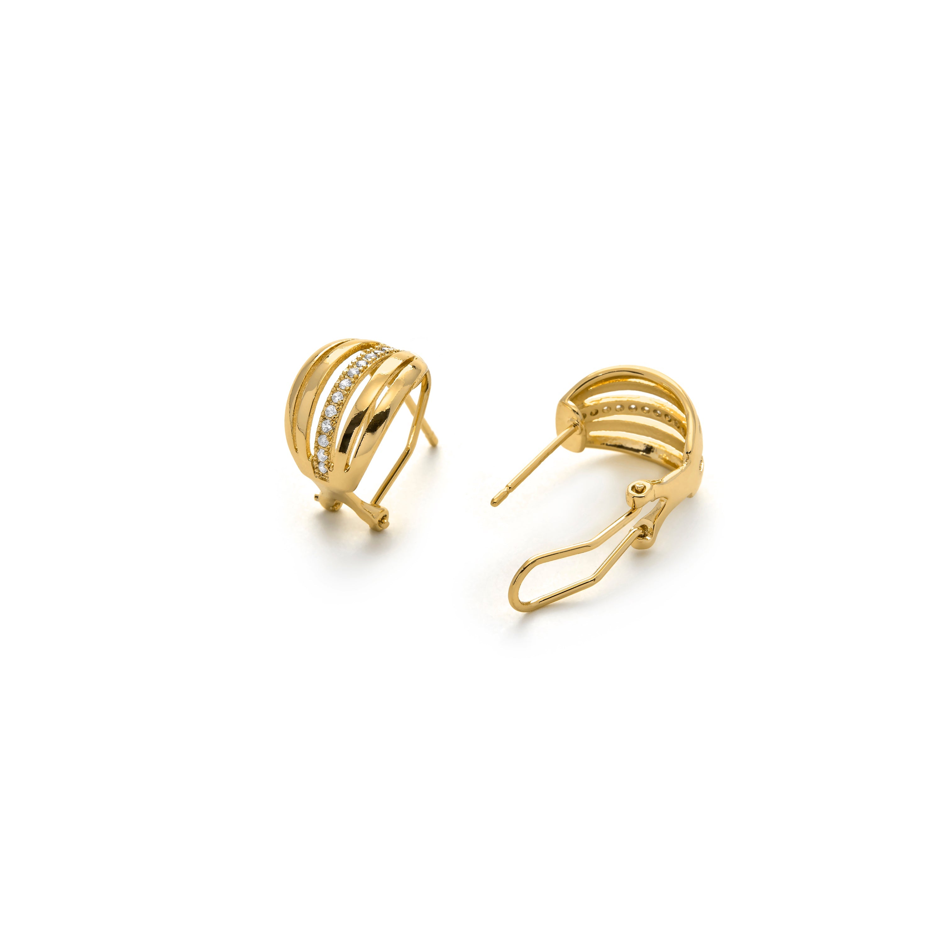 Shiny Zirconia Earrings with 18k Yellow Gold Finish - Yufar