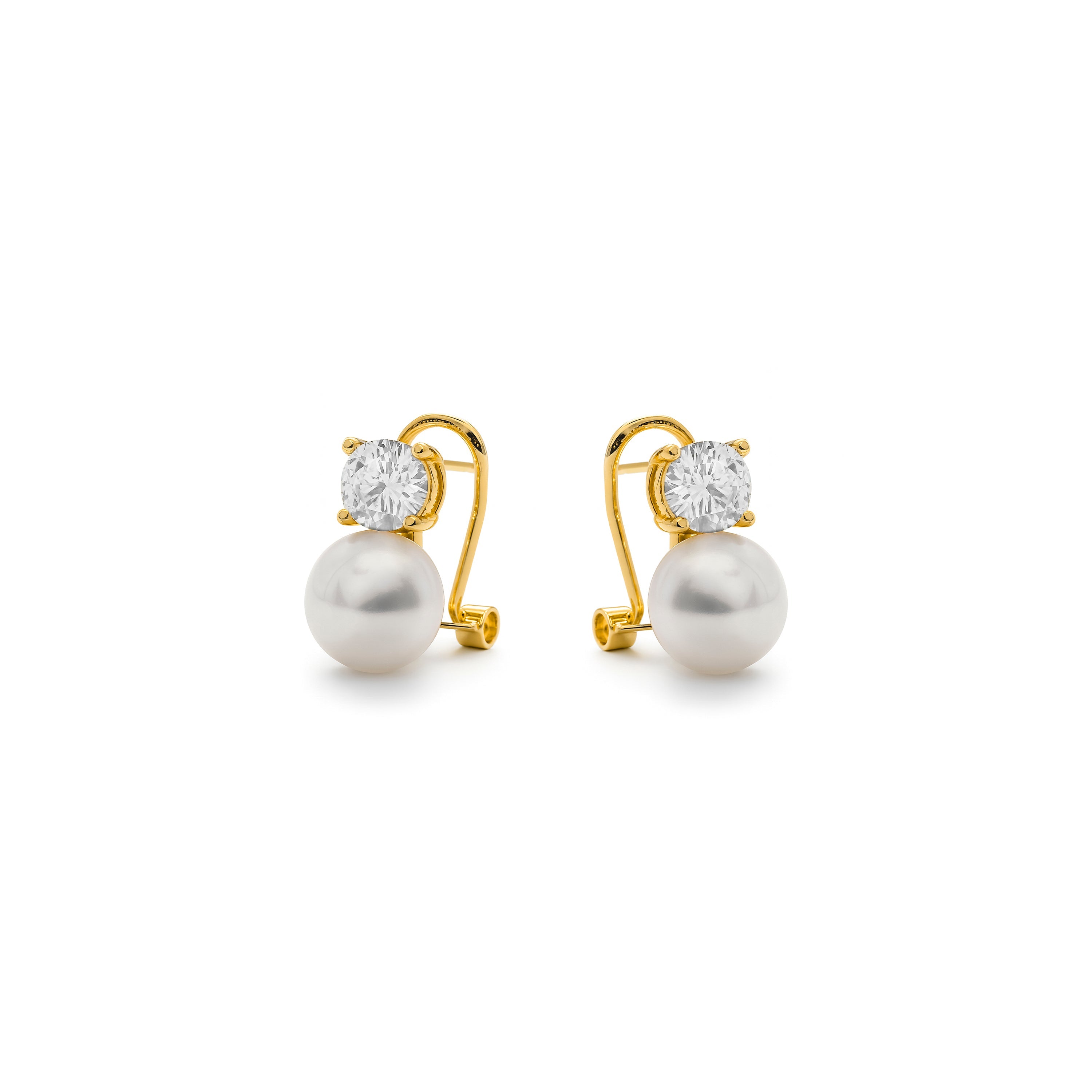 Pendientes de Perla Blanca acabado en oro amarillo de 18k - Jae