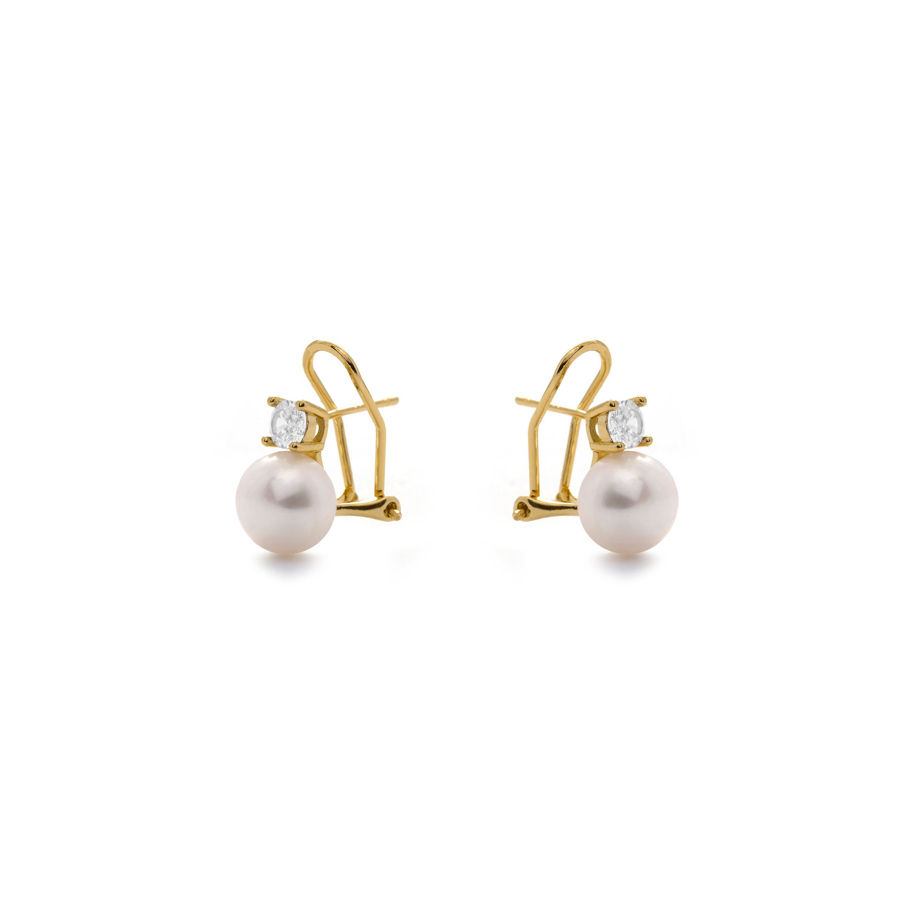 18K Yellow Gold-plated White Pearl Drop Earrings - Urok