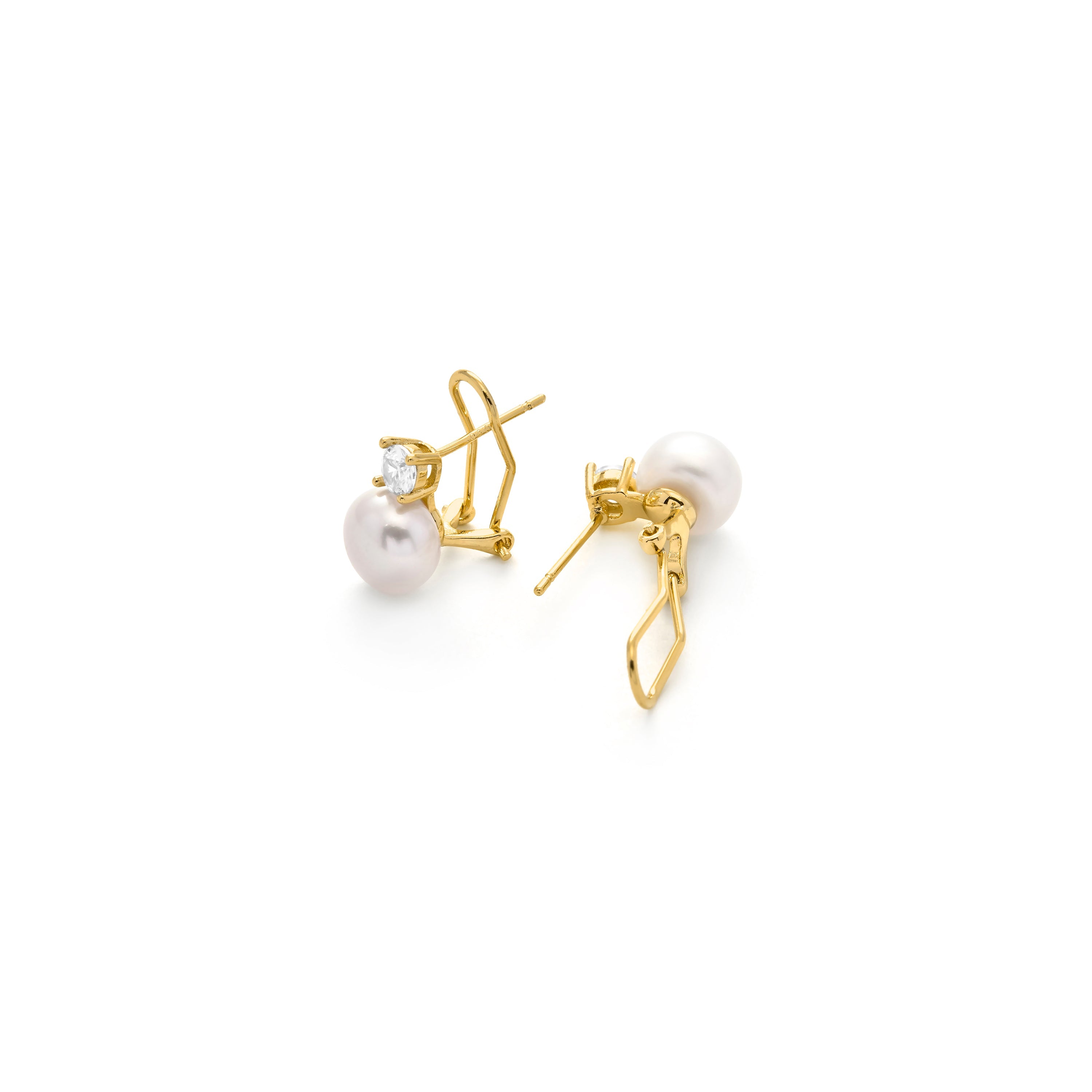 18K Yellow Gold-plated White Pearl Drop Earrings - Urok