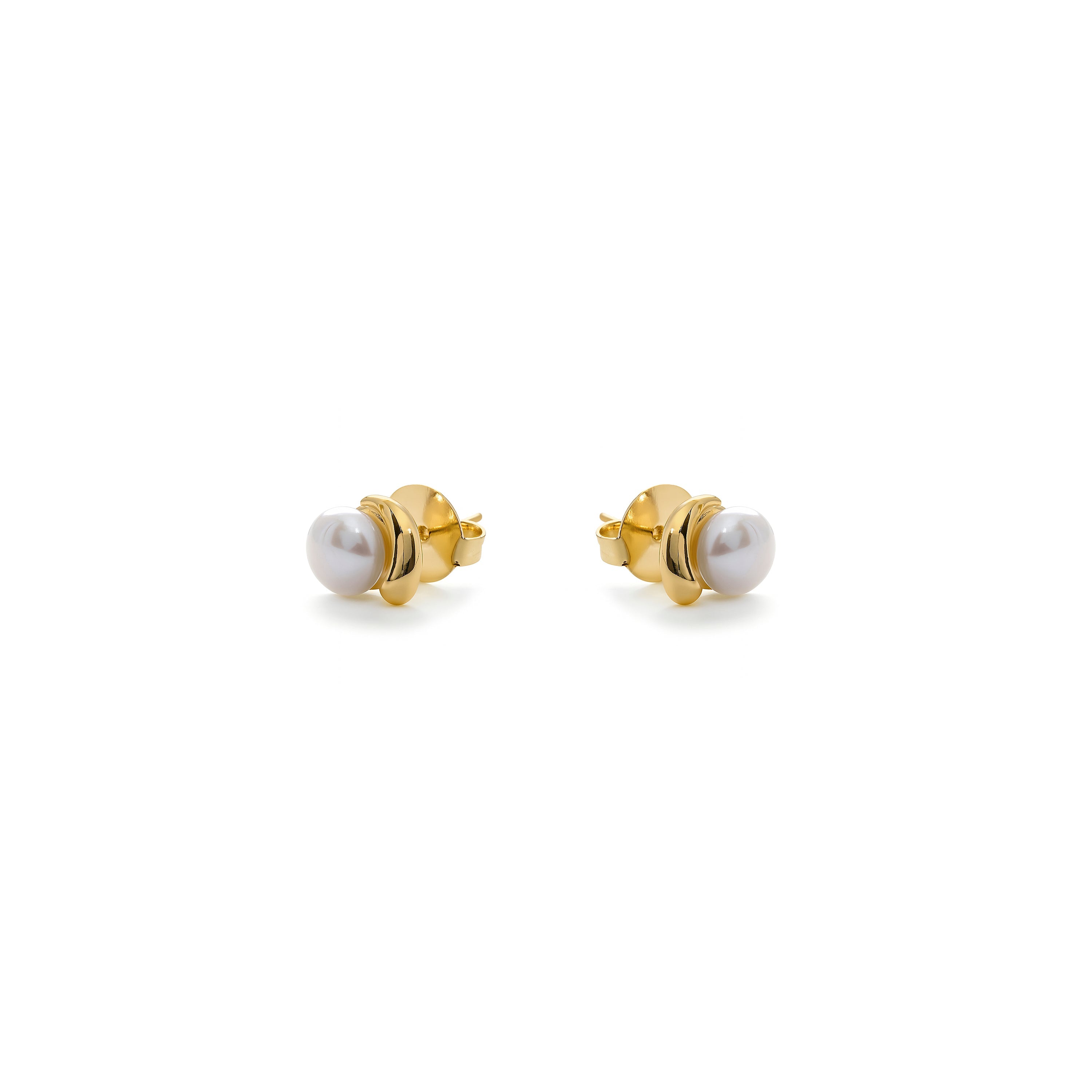Pendientes de Perla Blanca acabado en oro amarillo de 18k - Zola