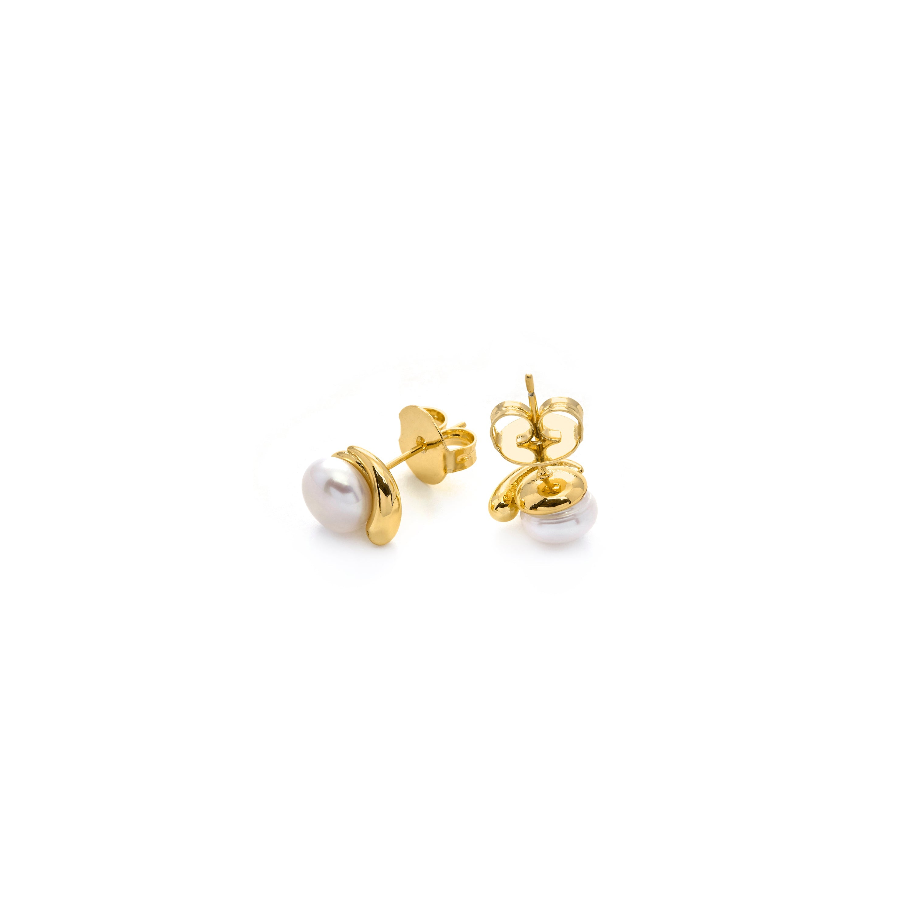 Pendientes de Perla Blanca acabado en oro amarillo de 18k - Zola