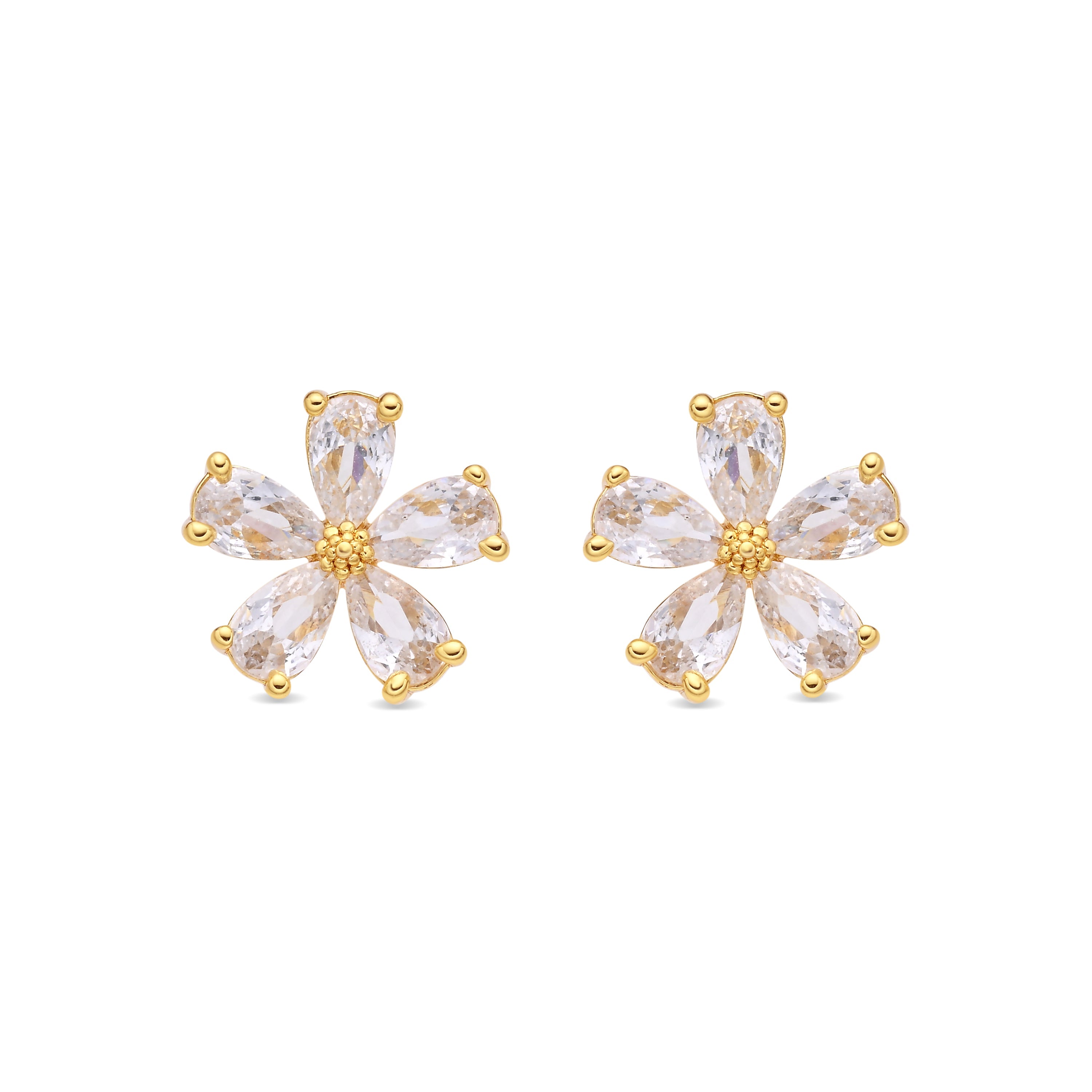 Brilliant Zircon Earrings, 18k Yellow Gold Plated - Shayus