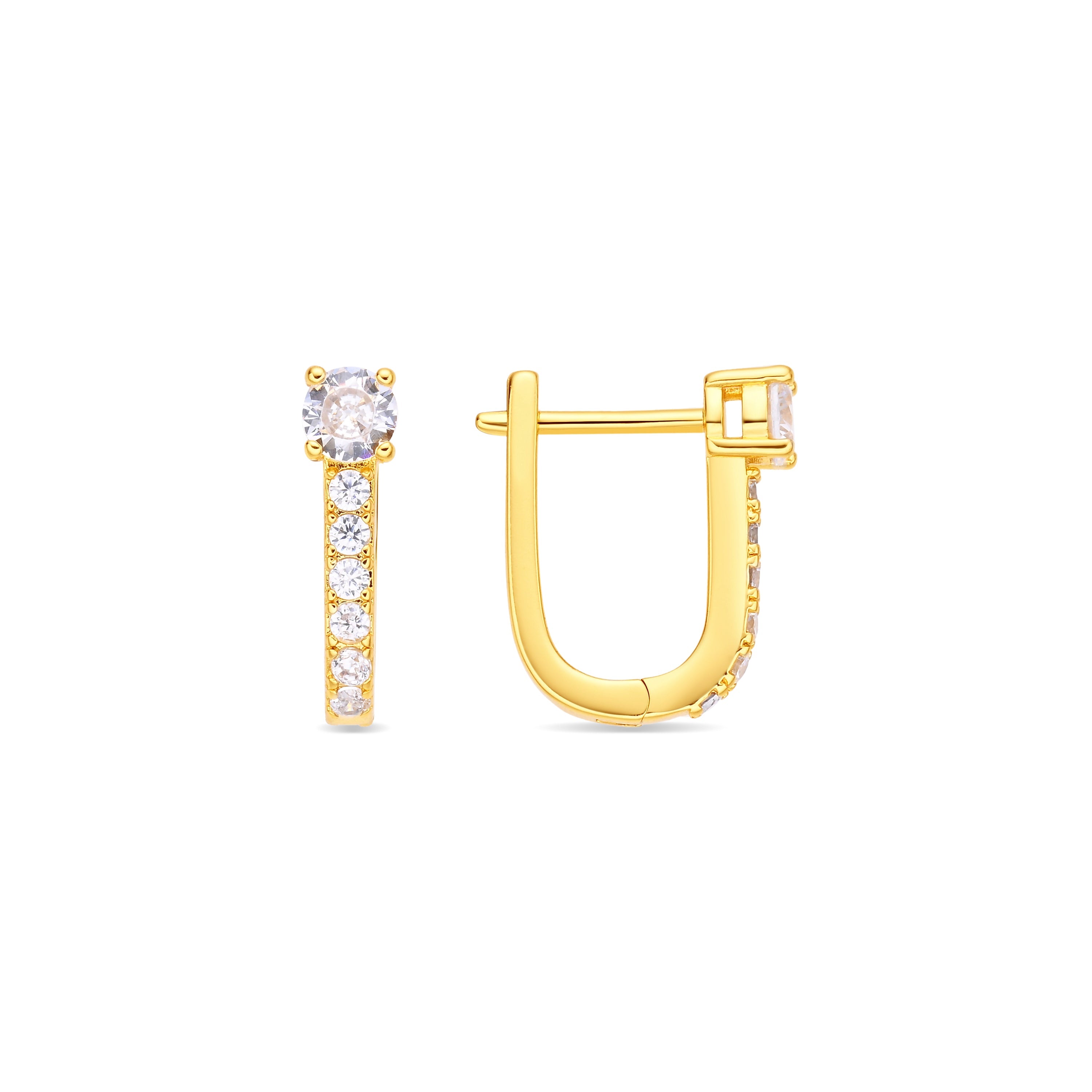 Brilliant Zircon Earrings, 18k Yellow Gold Plated - Ekno