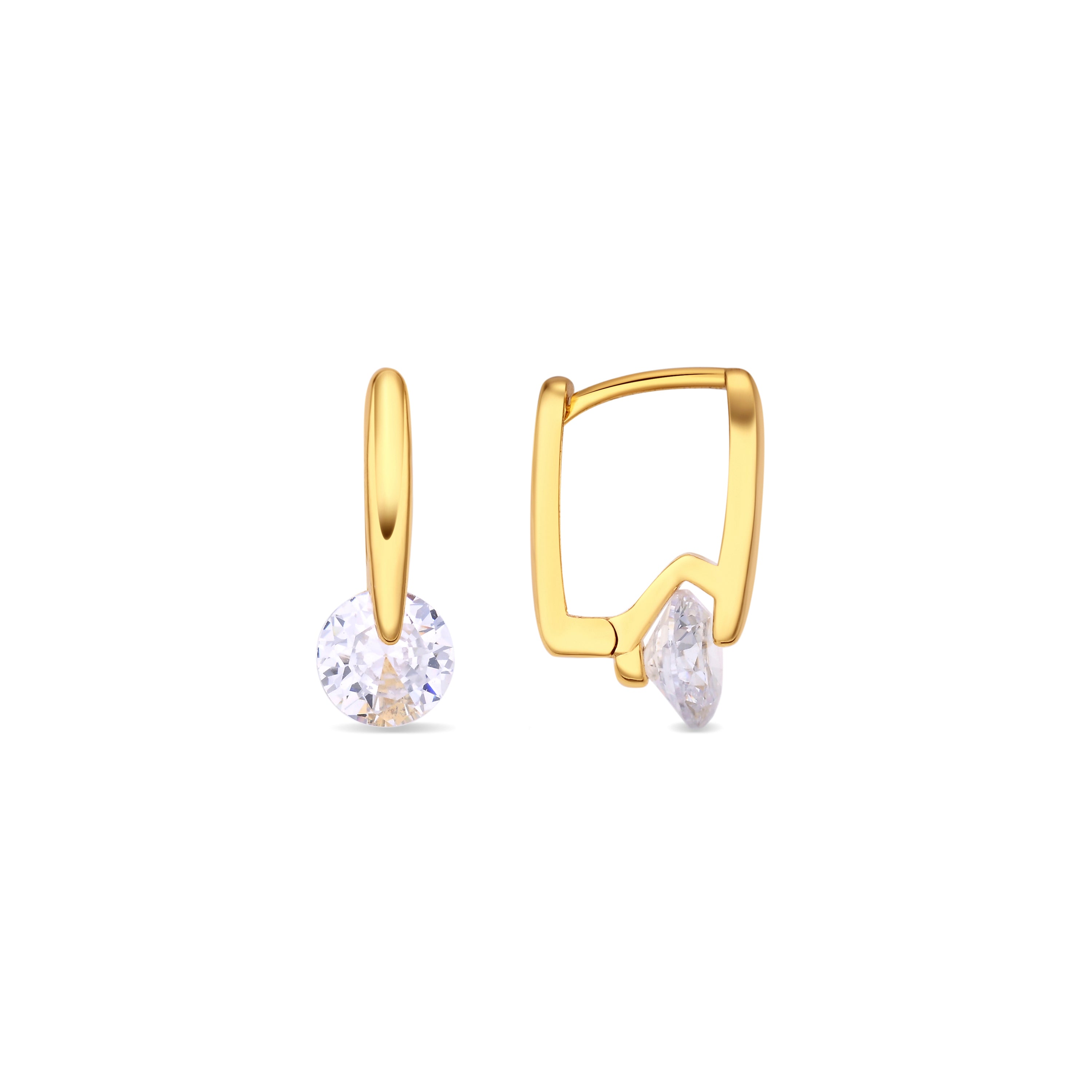 Brilliant Zircon Earrings, 18k Yellow Gold Plated - Loranli