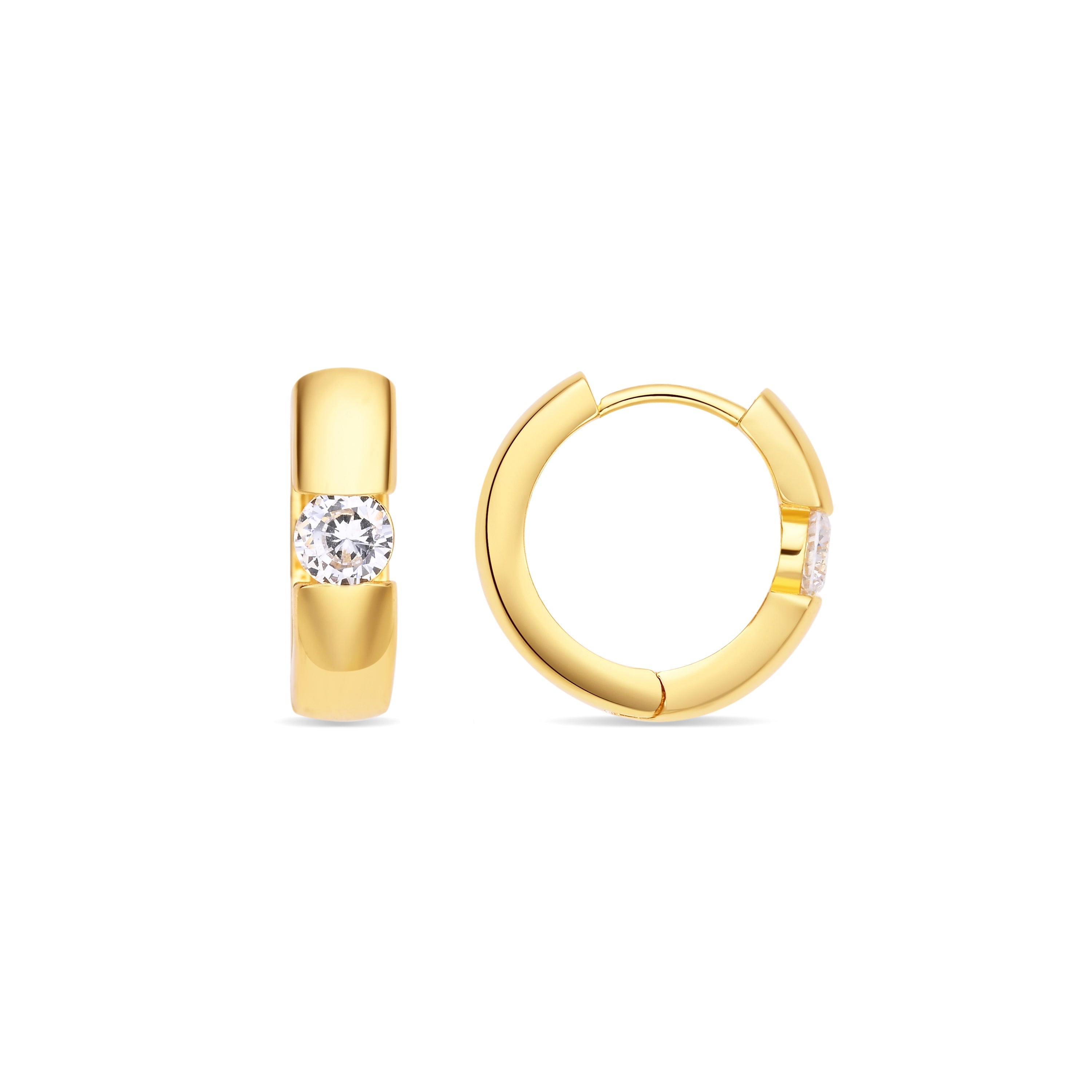 Brilliant Cubic Zirconia Earrings, 18k Yellow Gold Plated - Anrak
