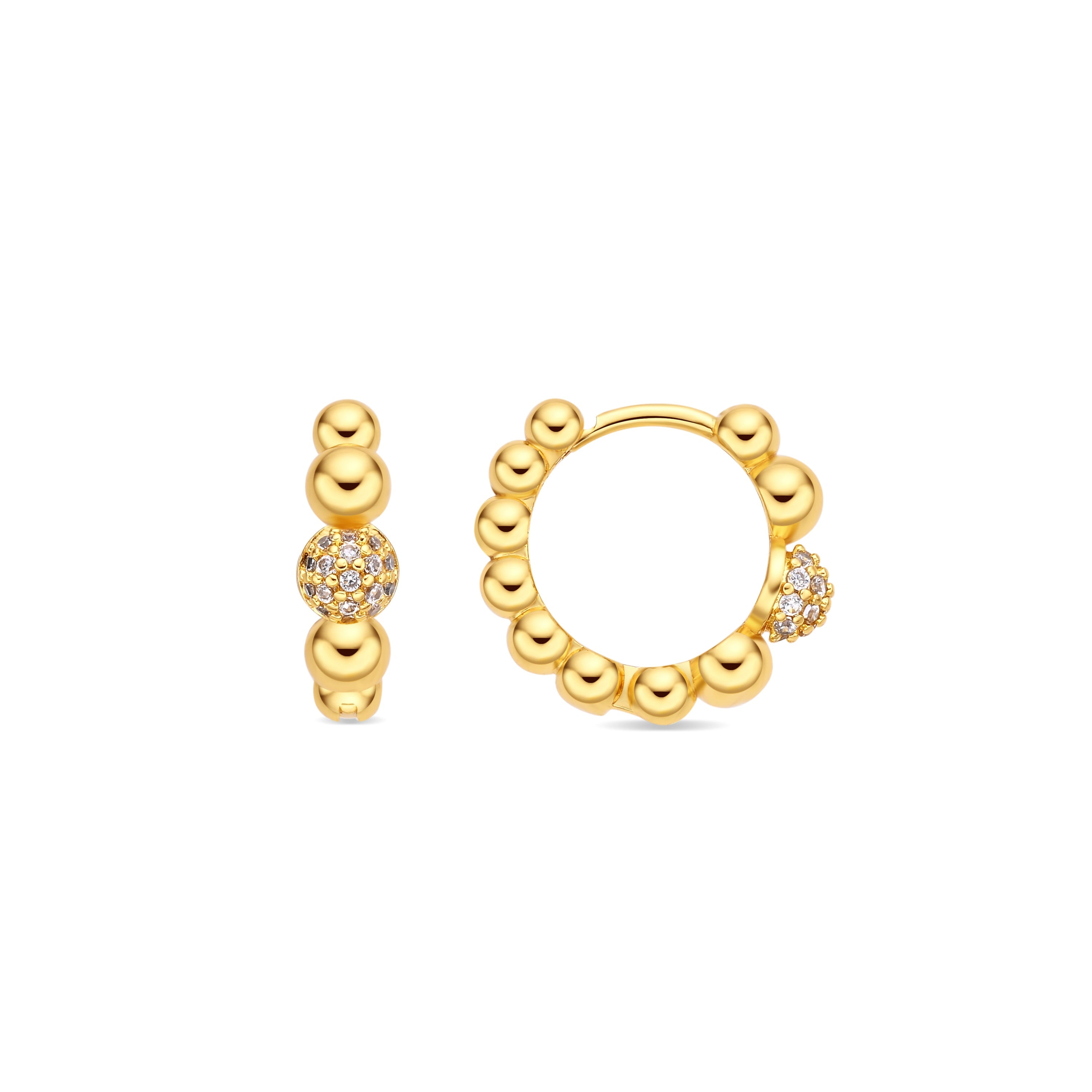 Brilliant Zircon Earrings, 18k Yellow Gold Plated - Lordae