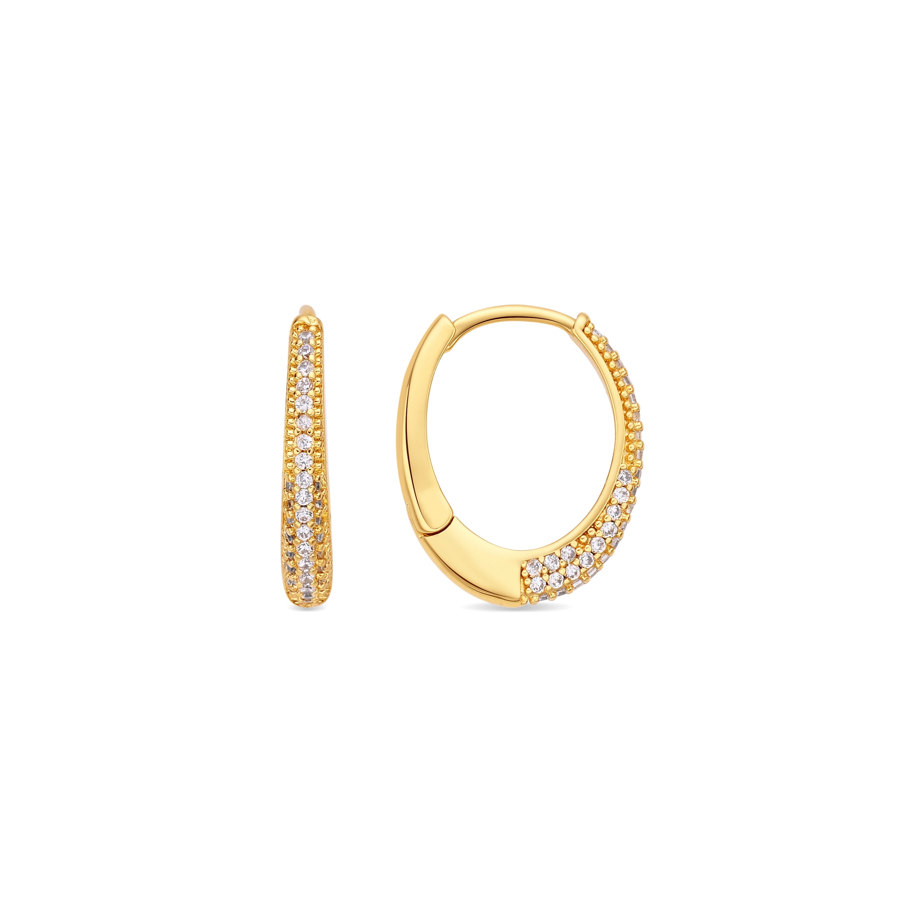18k Yellow Gold Finish Sparkling Cubic Zirconia Stud Earrings - Irian